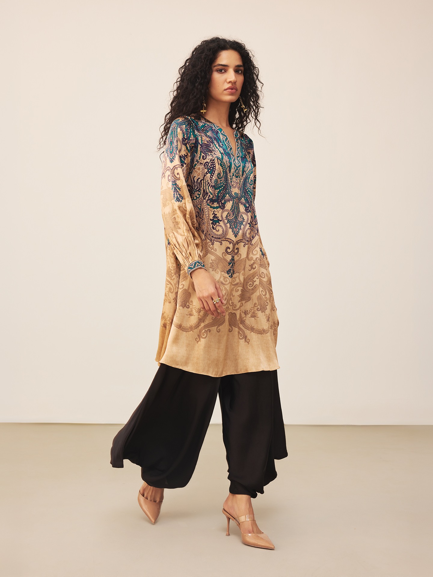 Beige & Indigo Valerie K Kurti