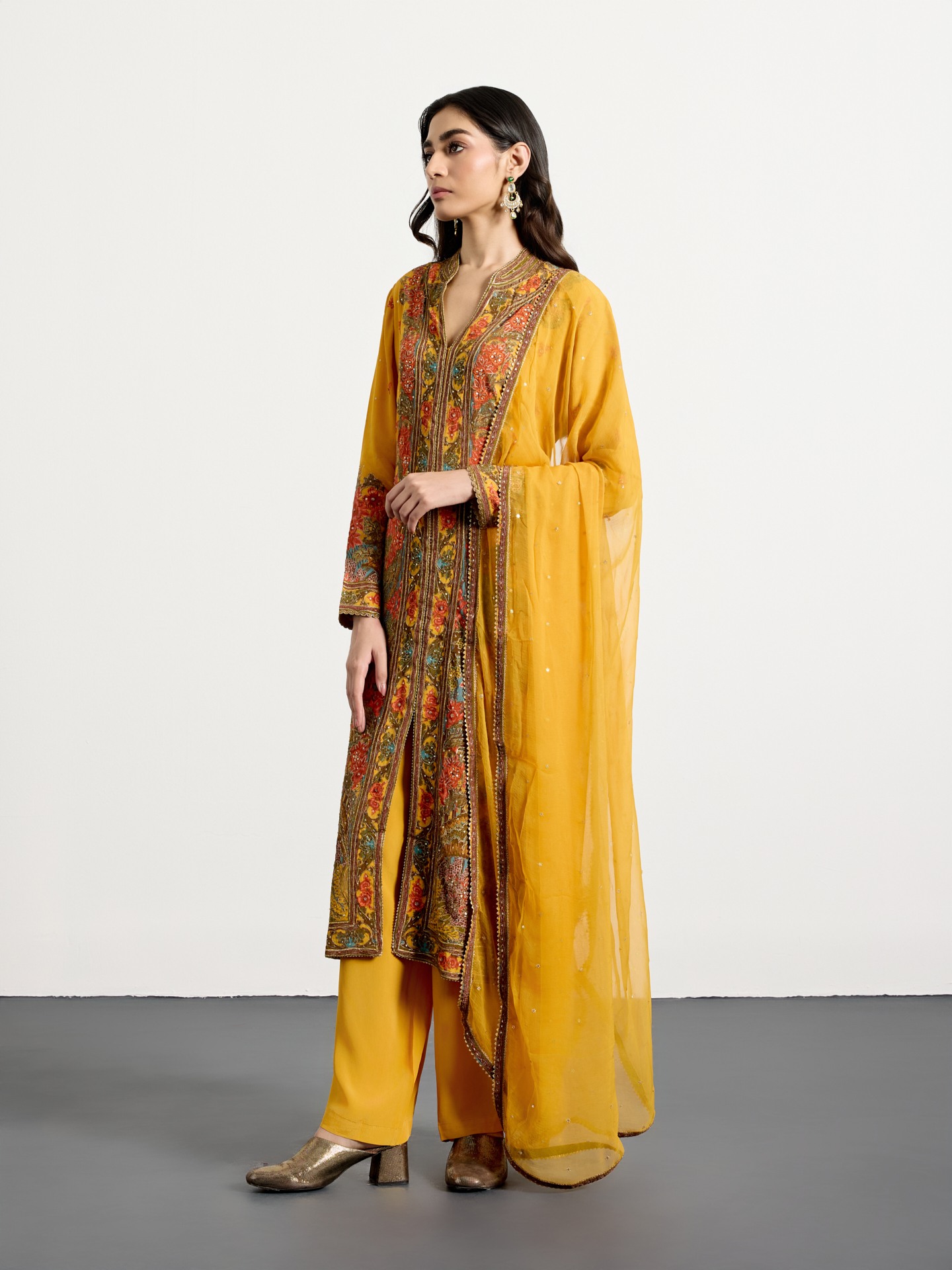 Yellow Multi Dahlia Suit