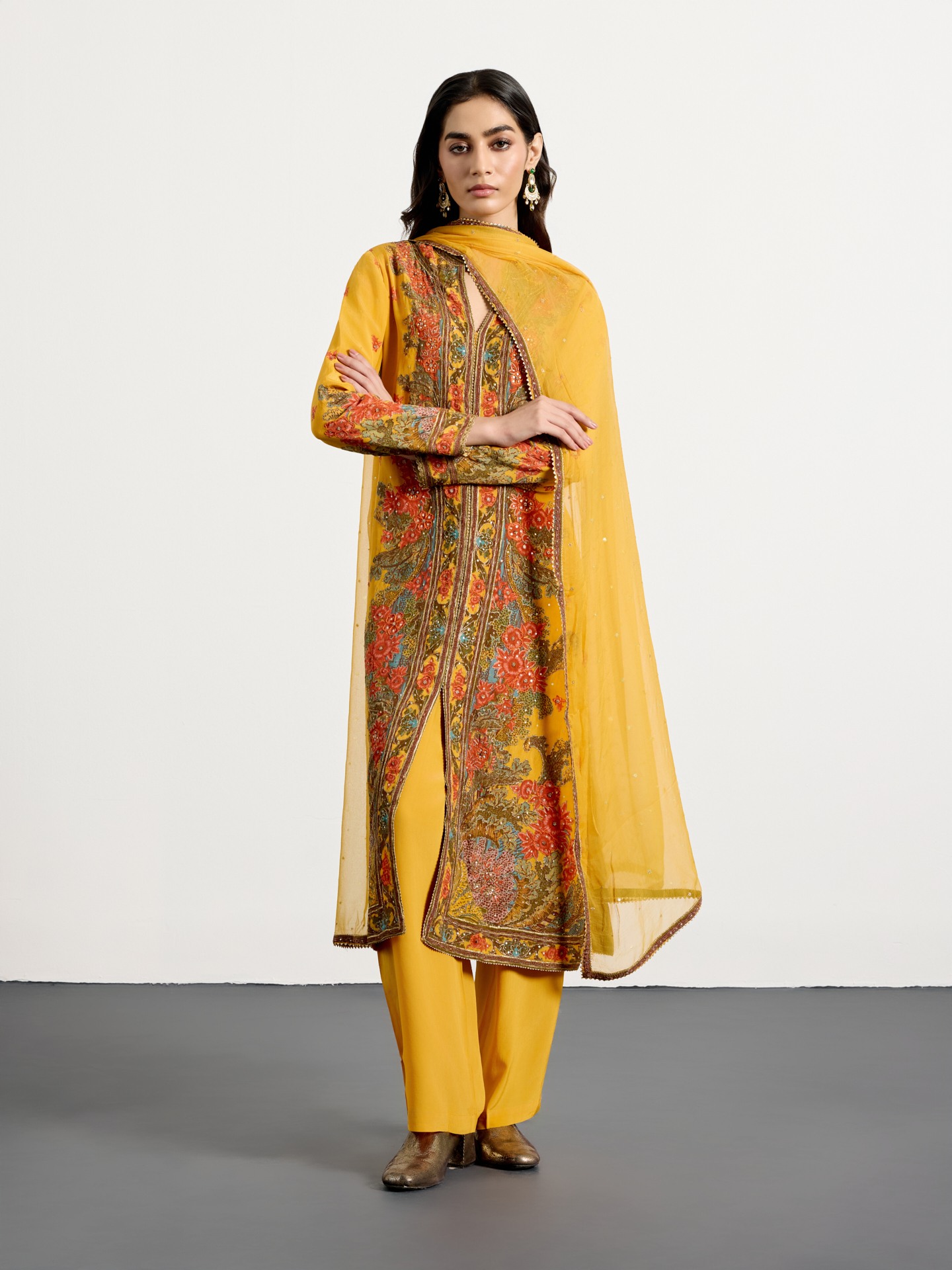 Yellow Multi Dahlia Suit