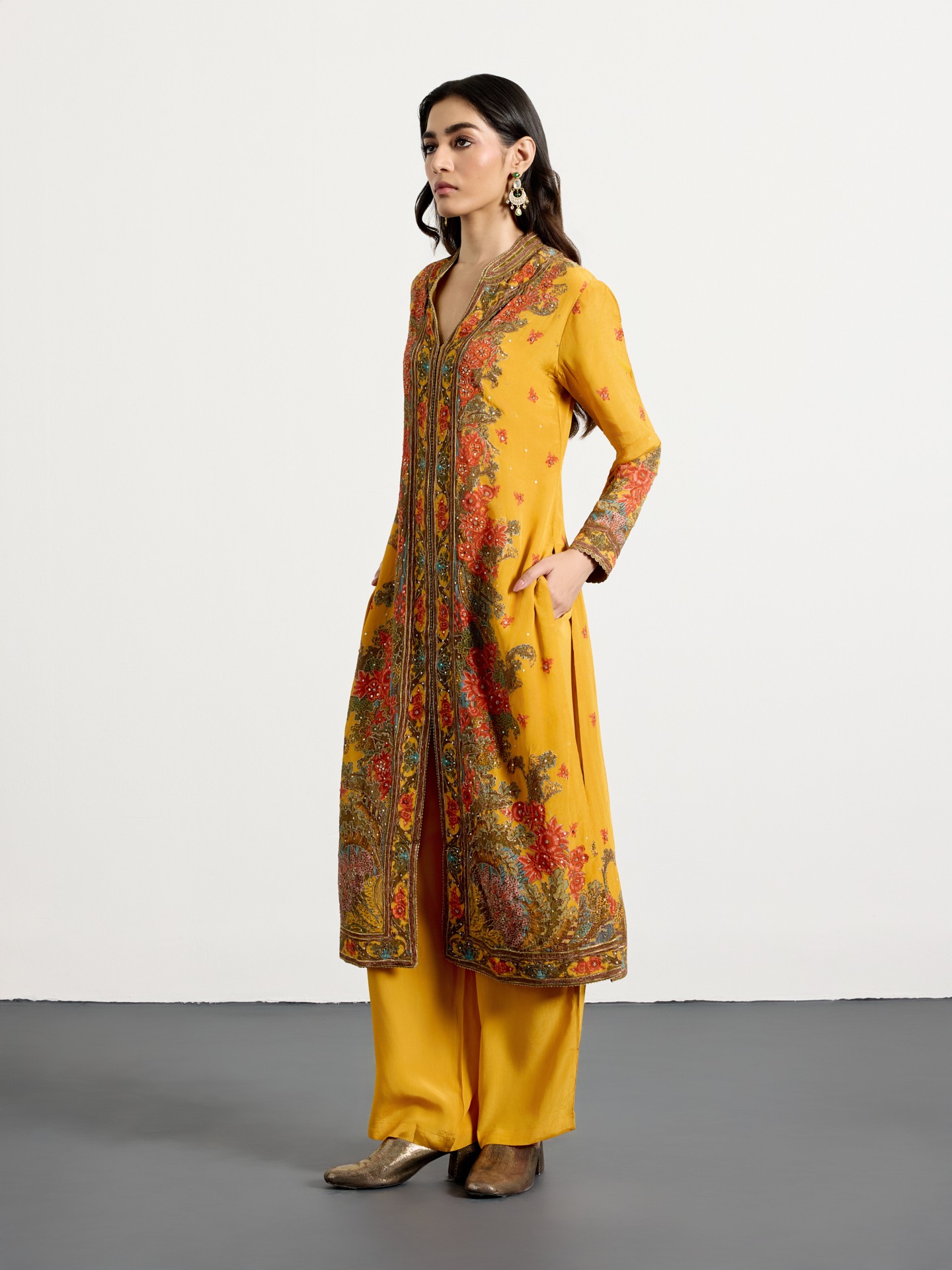 Yellow Multi Dahlia Suit