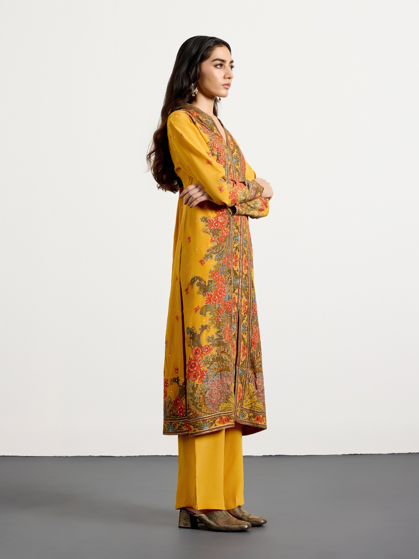 Yellow Multi Dahlia Suit