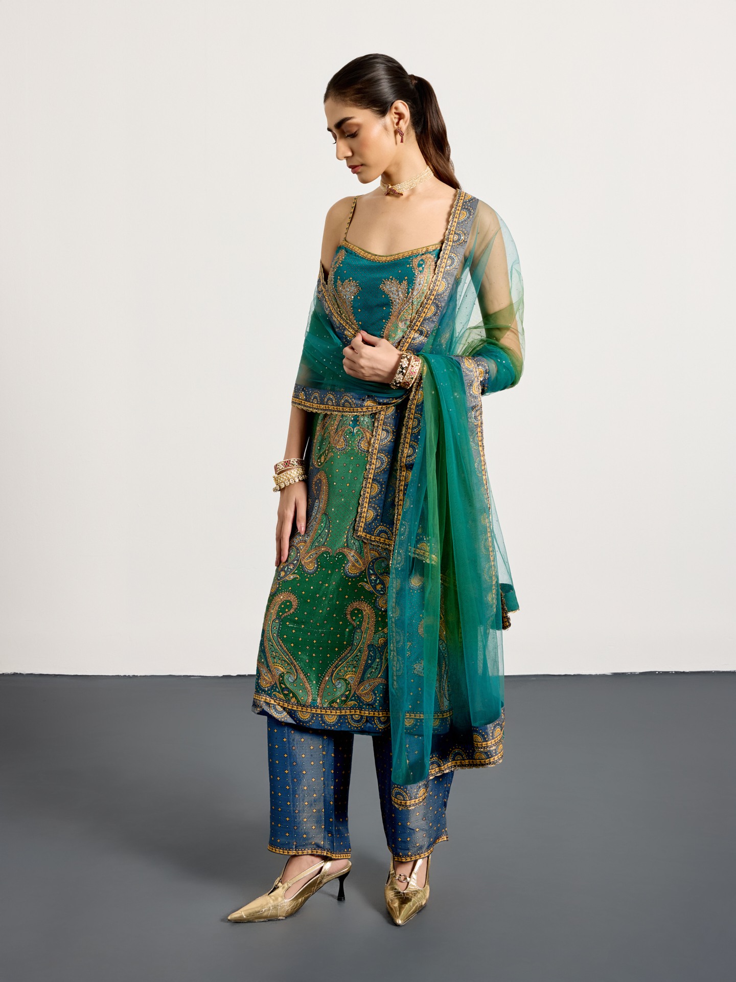 Blue Multi Dancing Paisley Suit