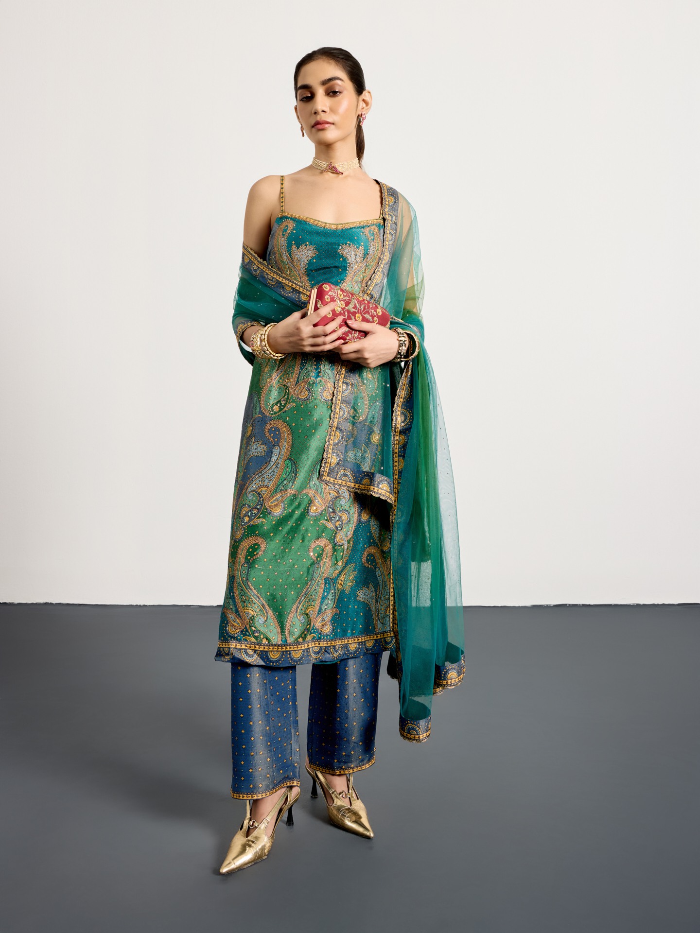 Blue Multi Dancing Paisley Suit