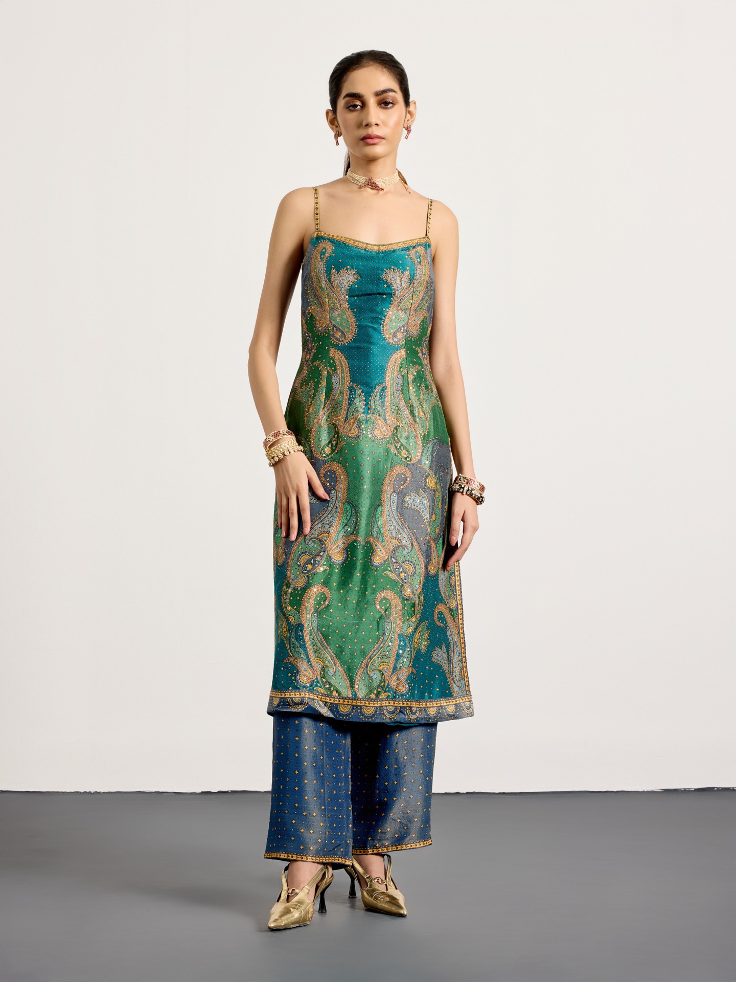 Blue Multi Dancing Paisley Suit