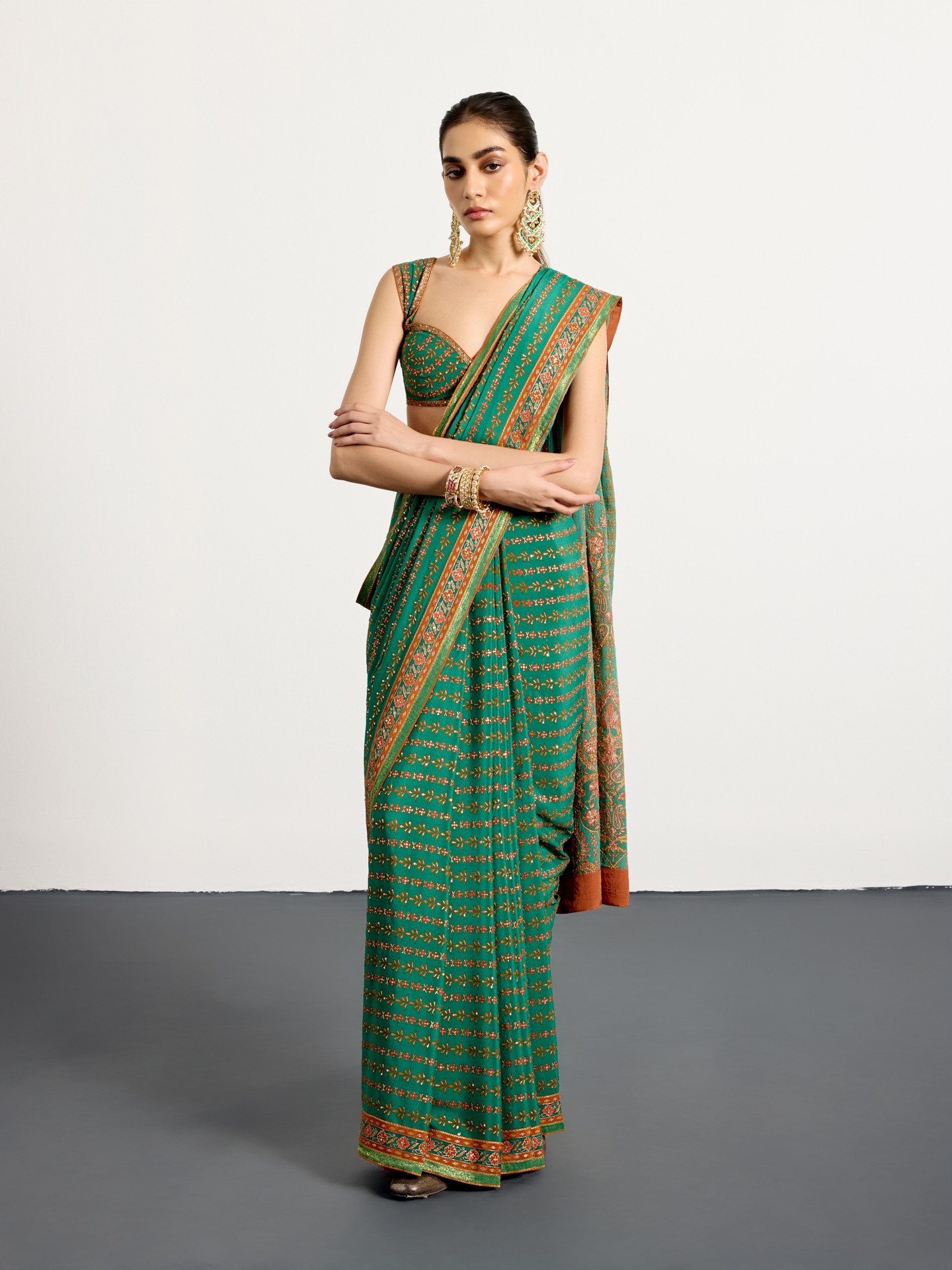 Green Rust Prisha Saree
