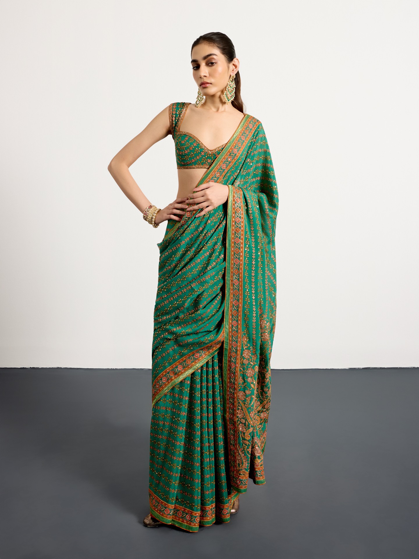 Green Rust Prisha Saree