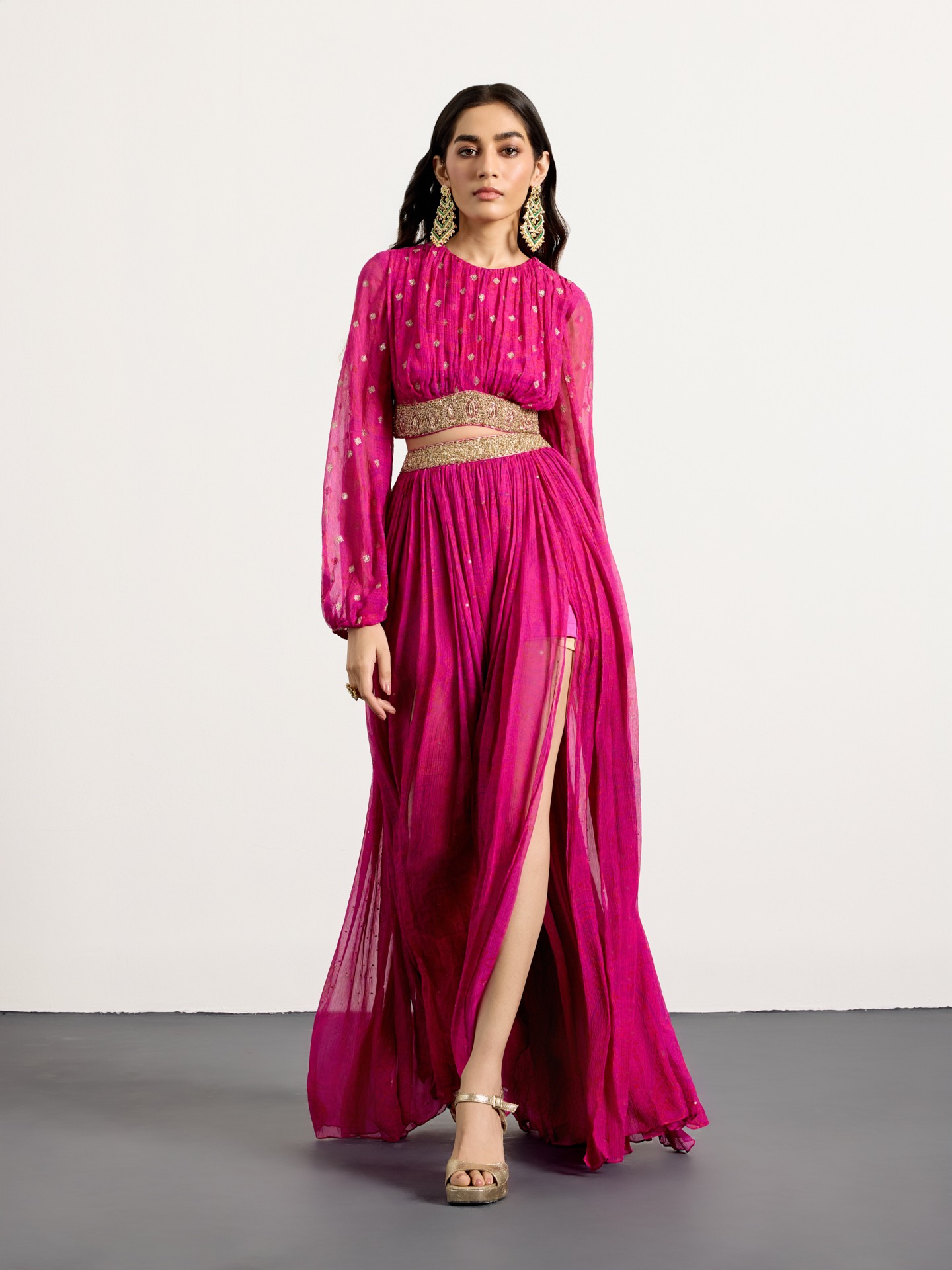 Fuschia Purple Brocade Jamawar Cord Set