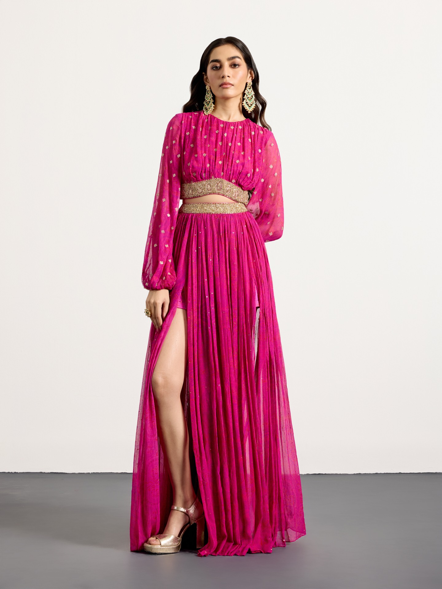 Fuschia Purple Brocade Jamawar Cord Set
