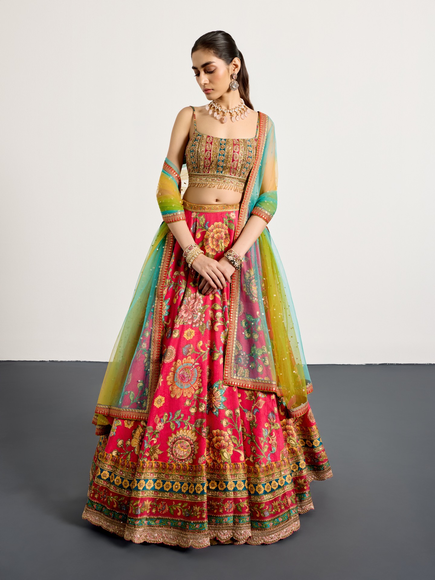 Fuschia Multi Mauricia Lehenga Set