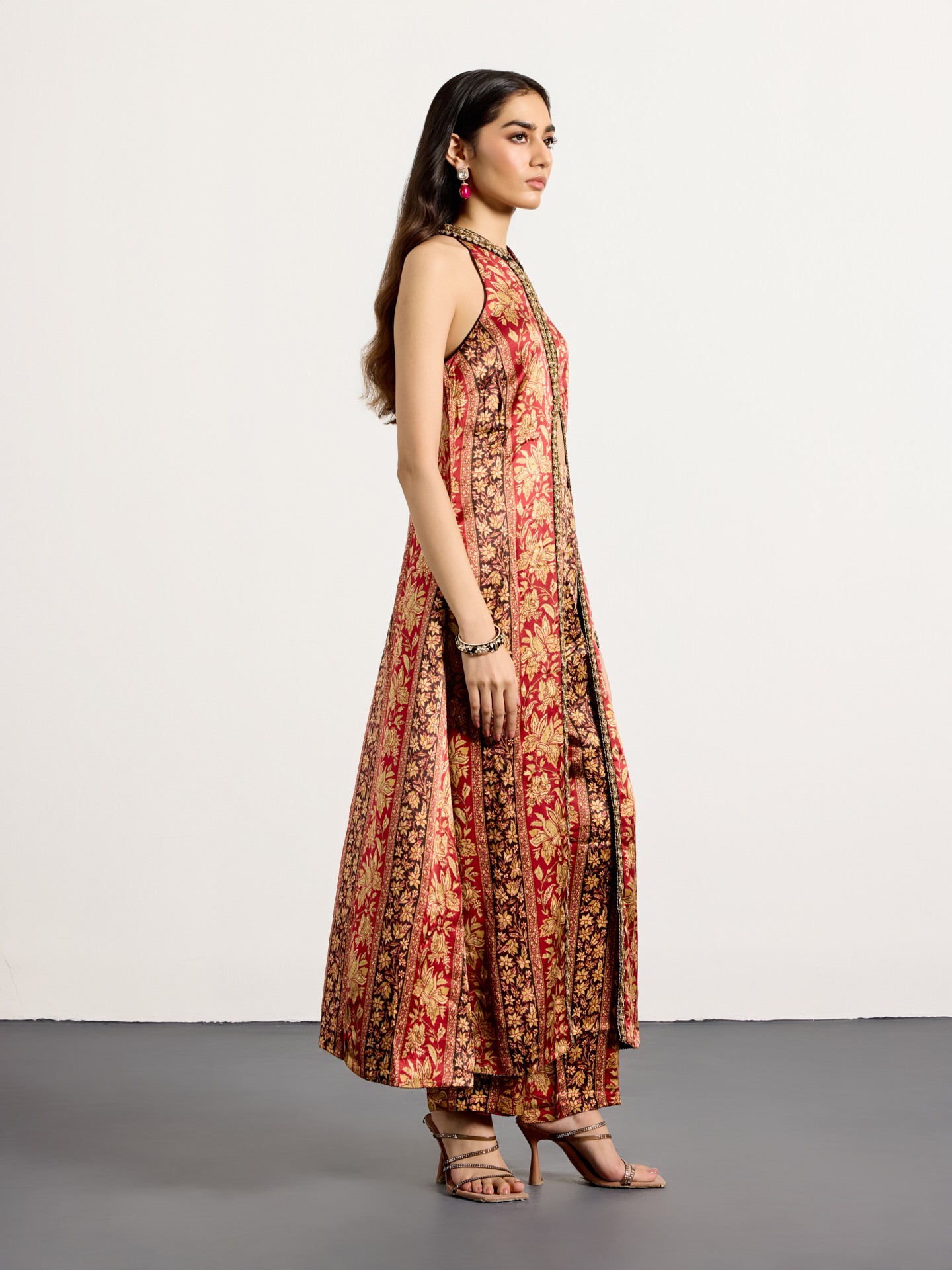 Burgundy Beige Chameli Suit