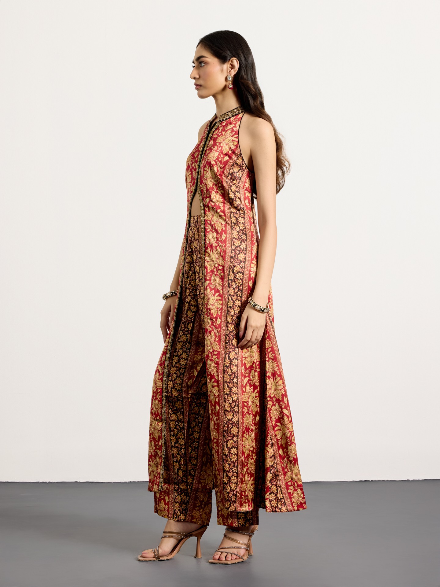Burgundy Beige Chameli Suit
