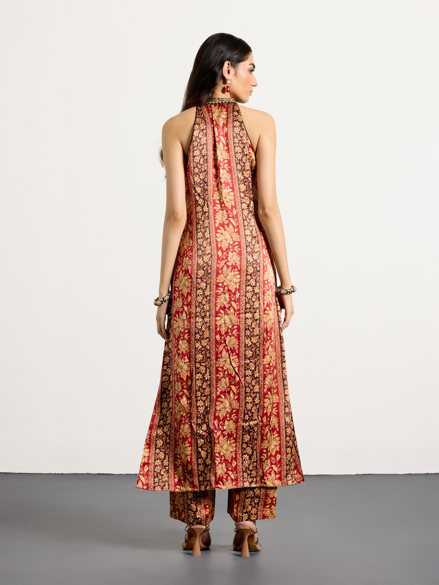 Burgundy Beige Chameli Suit
