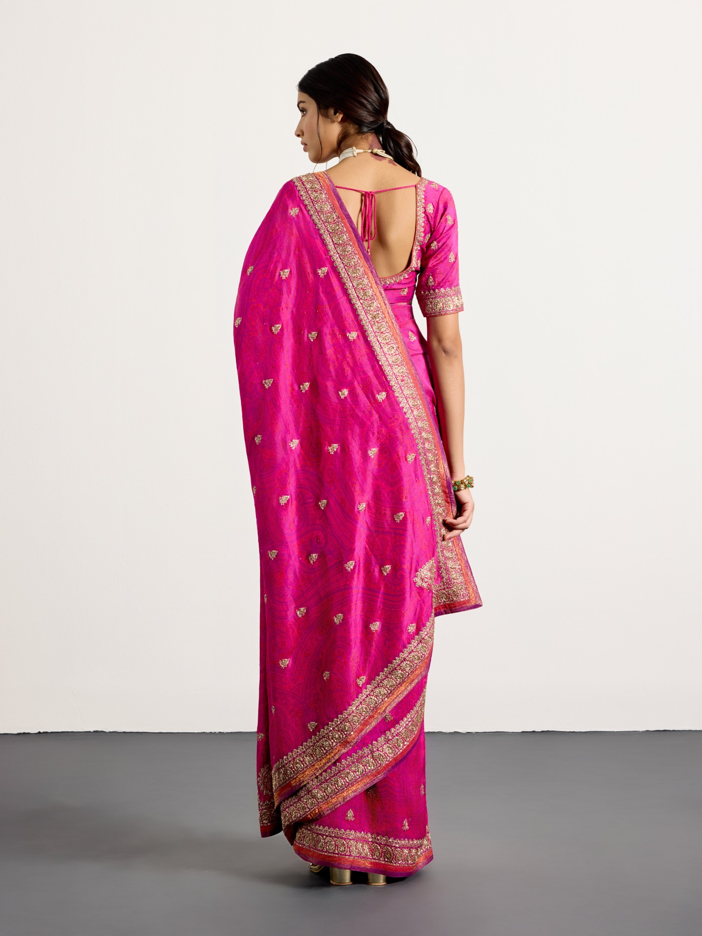 Fuchsia Purple Brocade Jamawar Saree