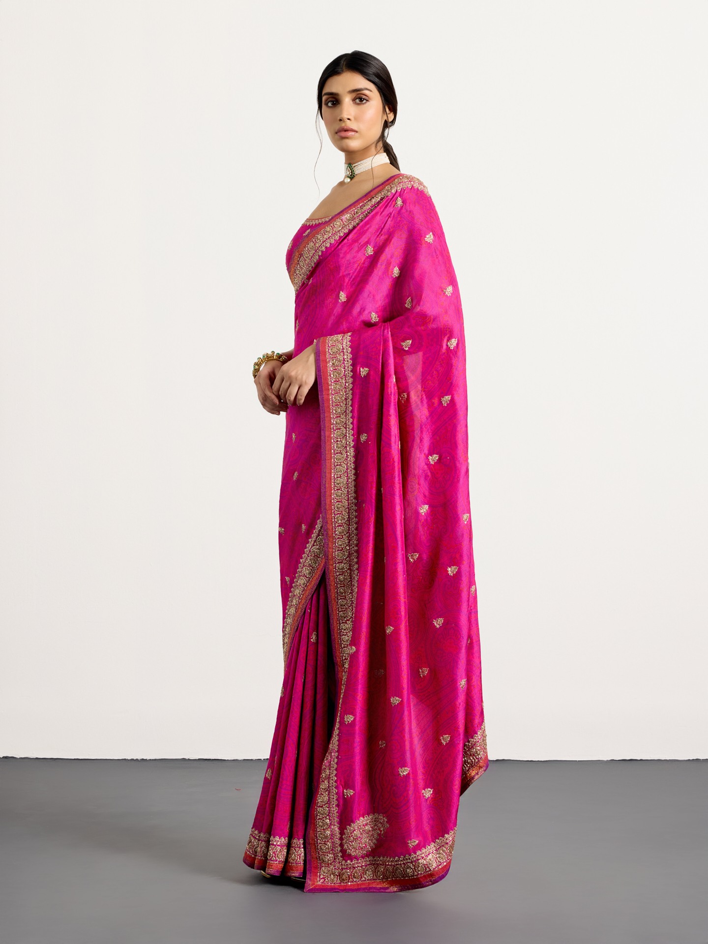 Fuchsia Purple Brocade Jamawar Saree