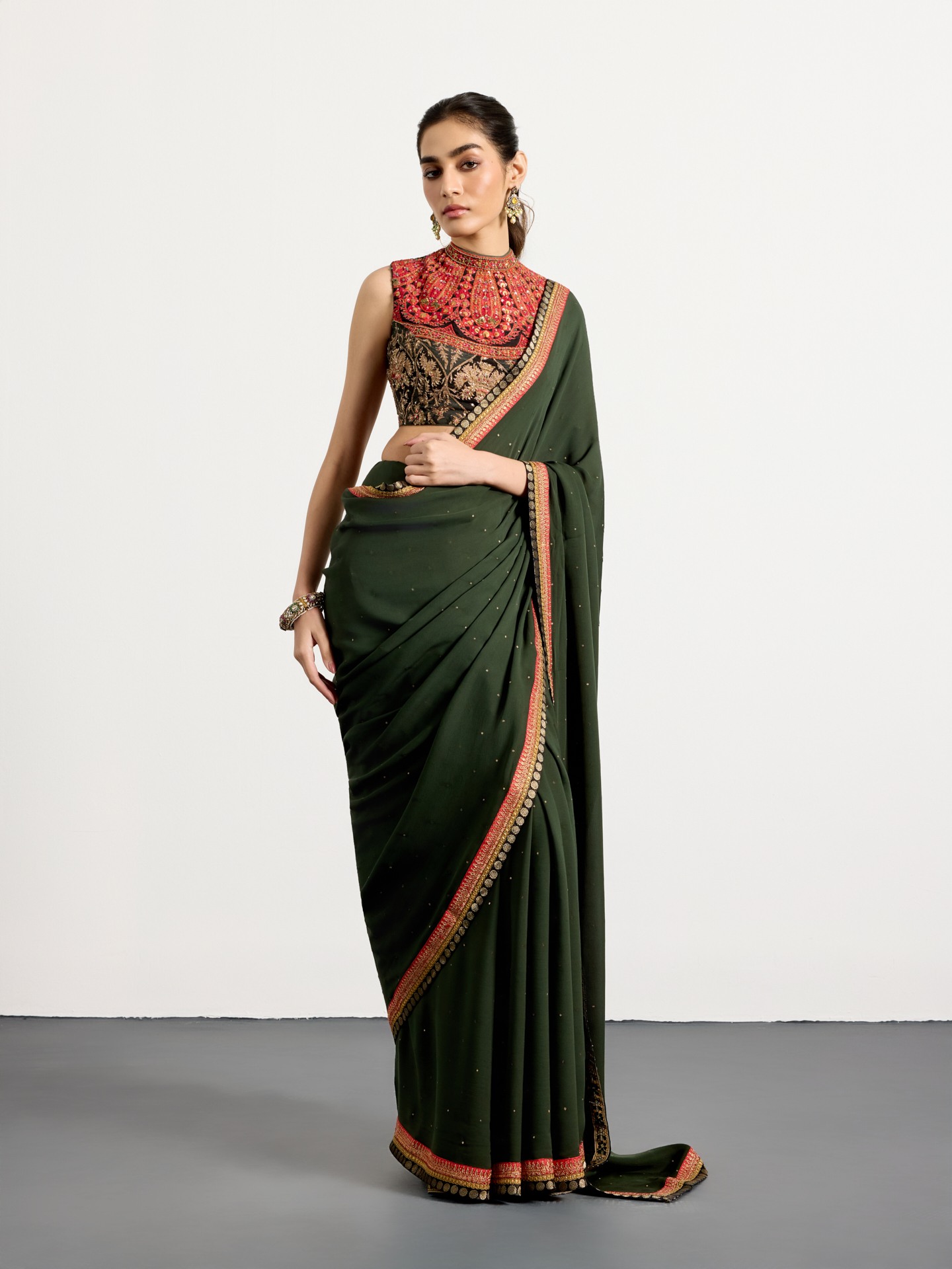 Khaki Multi Kulah Saree