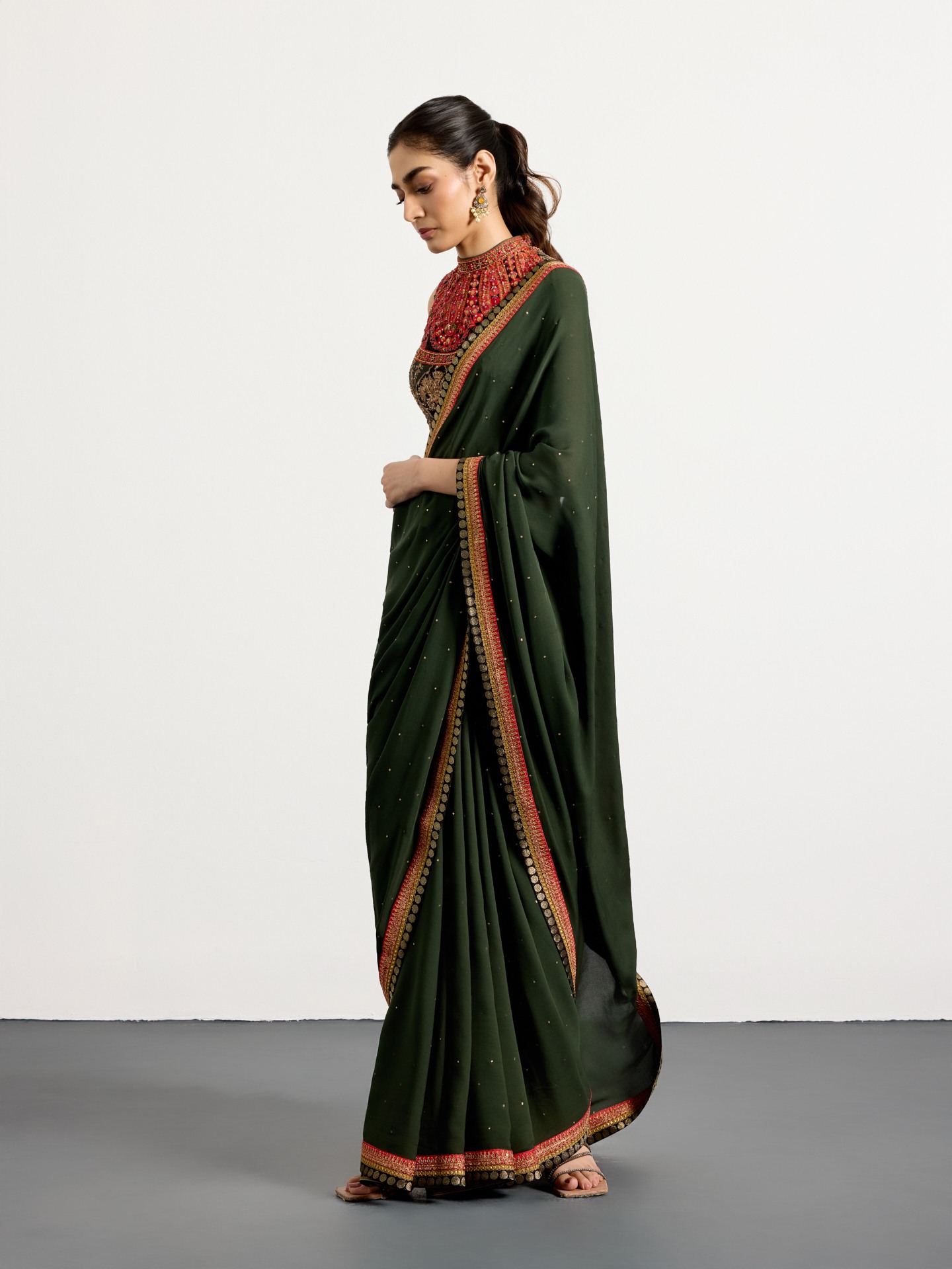 Khaki Multi Kulah Saree