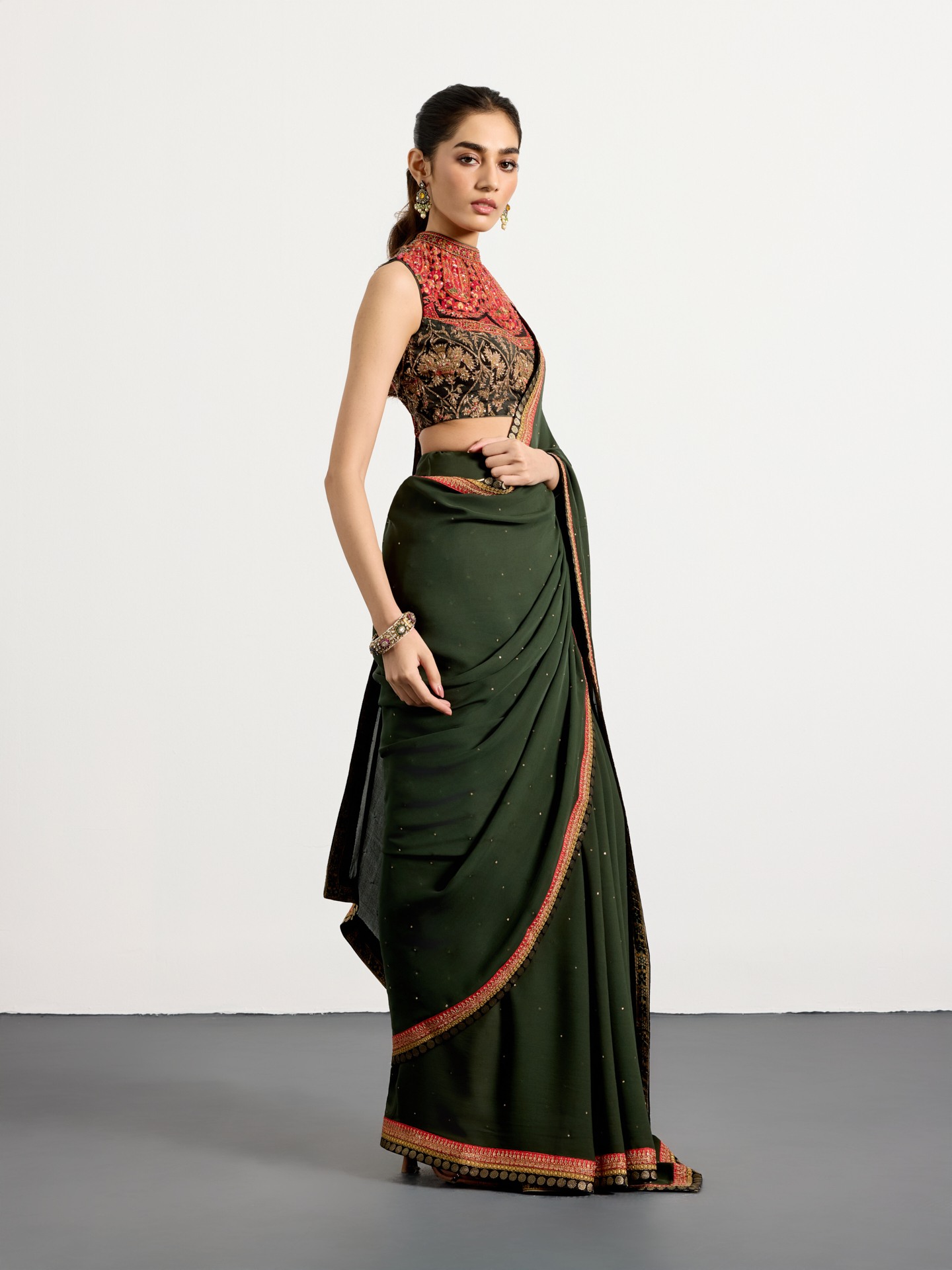 Khaki Multi Kulah Saree