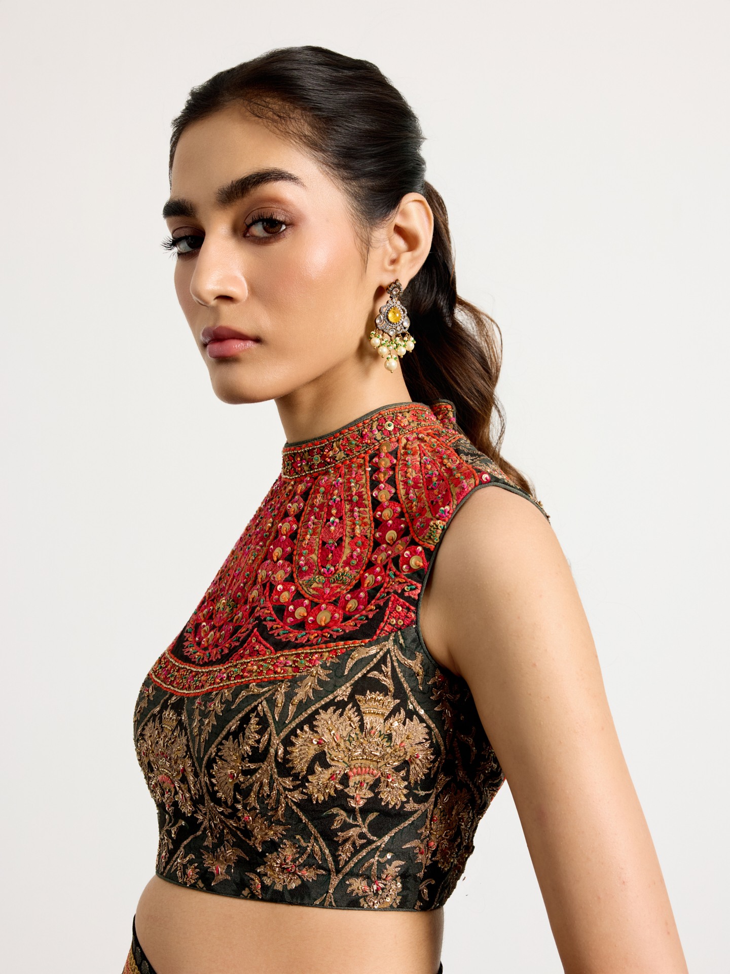 Khaki Multi Kulah Saree