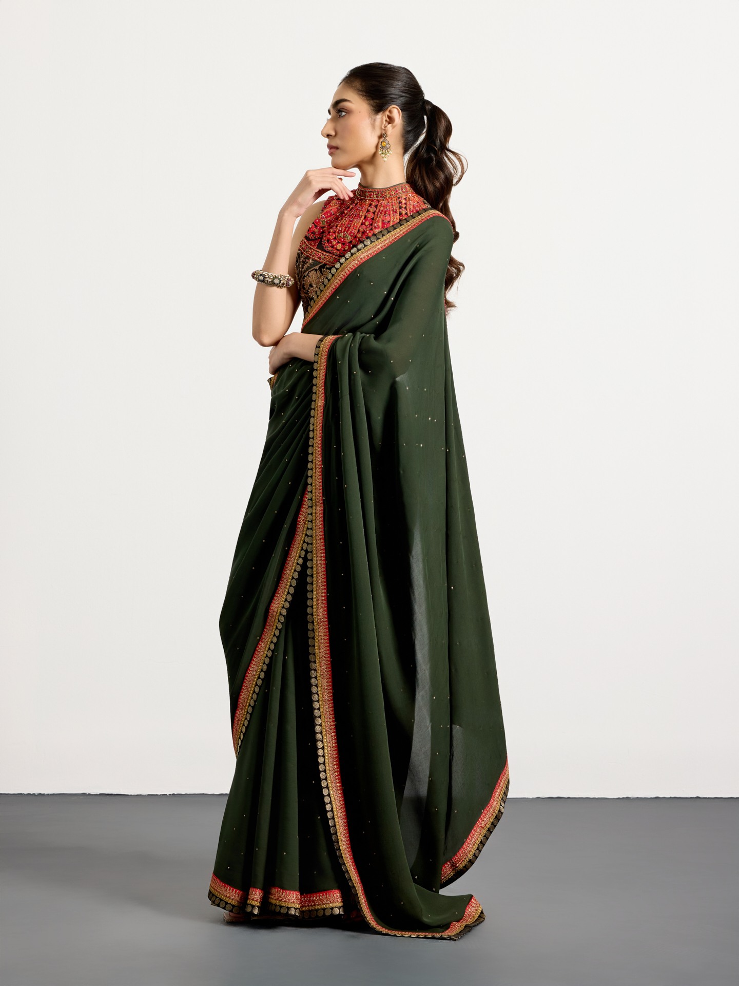 Khaki Multi Kulah Saree