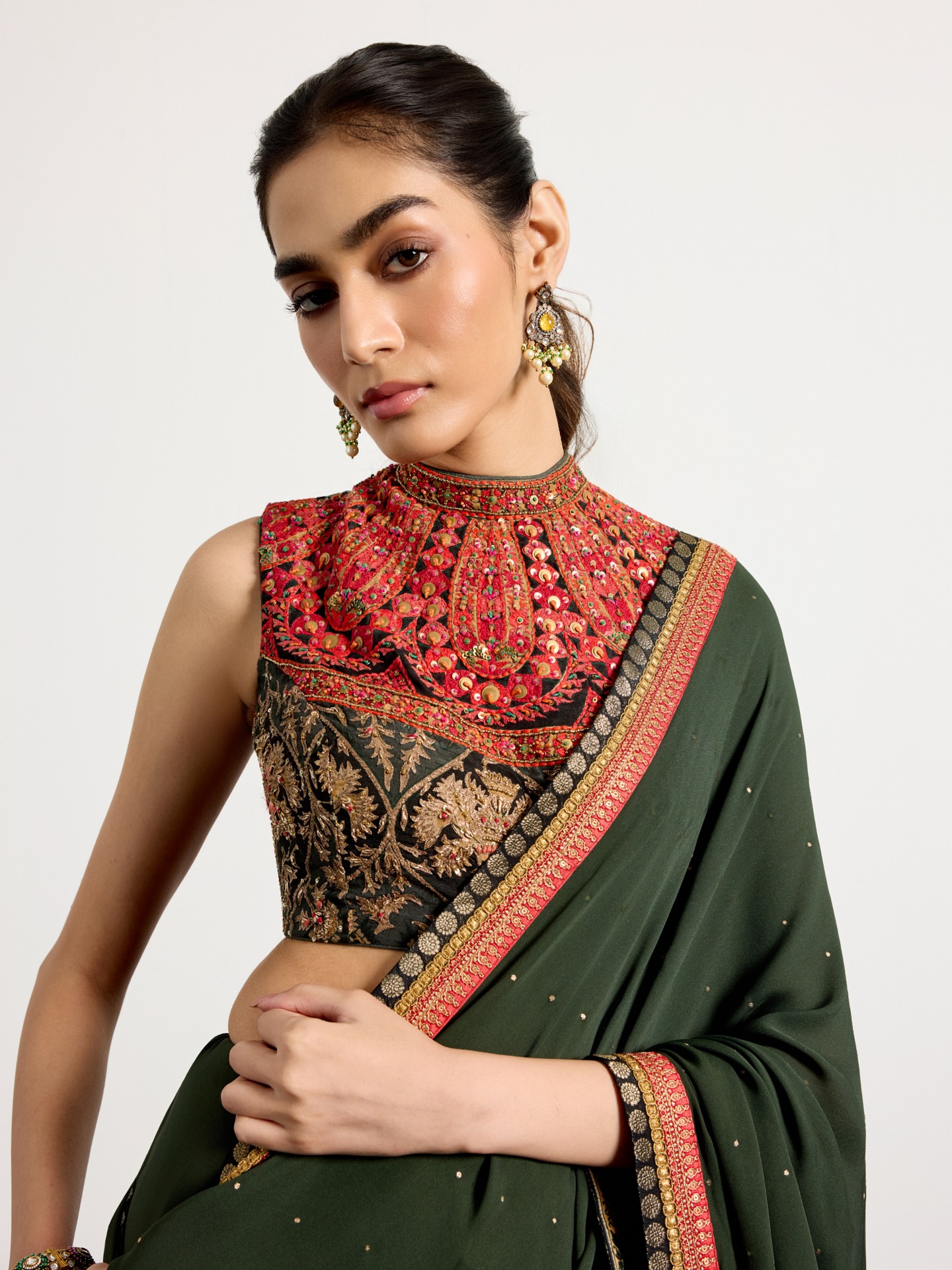 Khaki Multi Kulah Saree