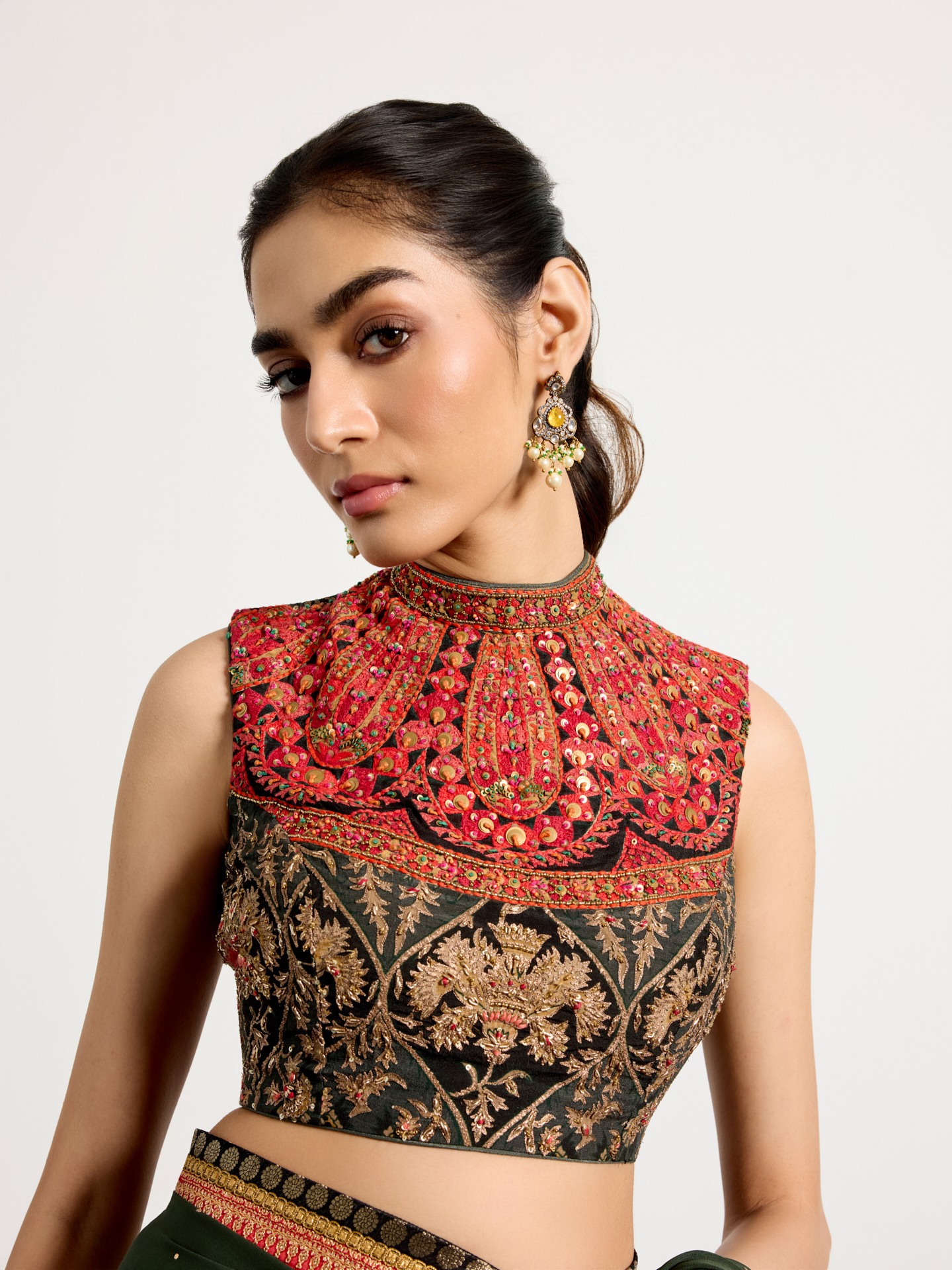 Khaki Multi Kulah Saree