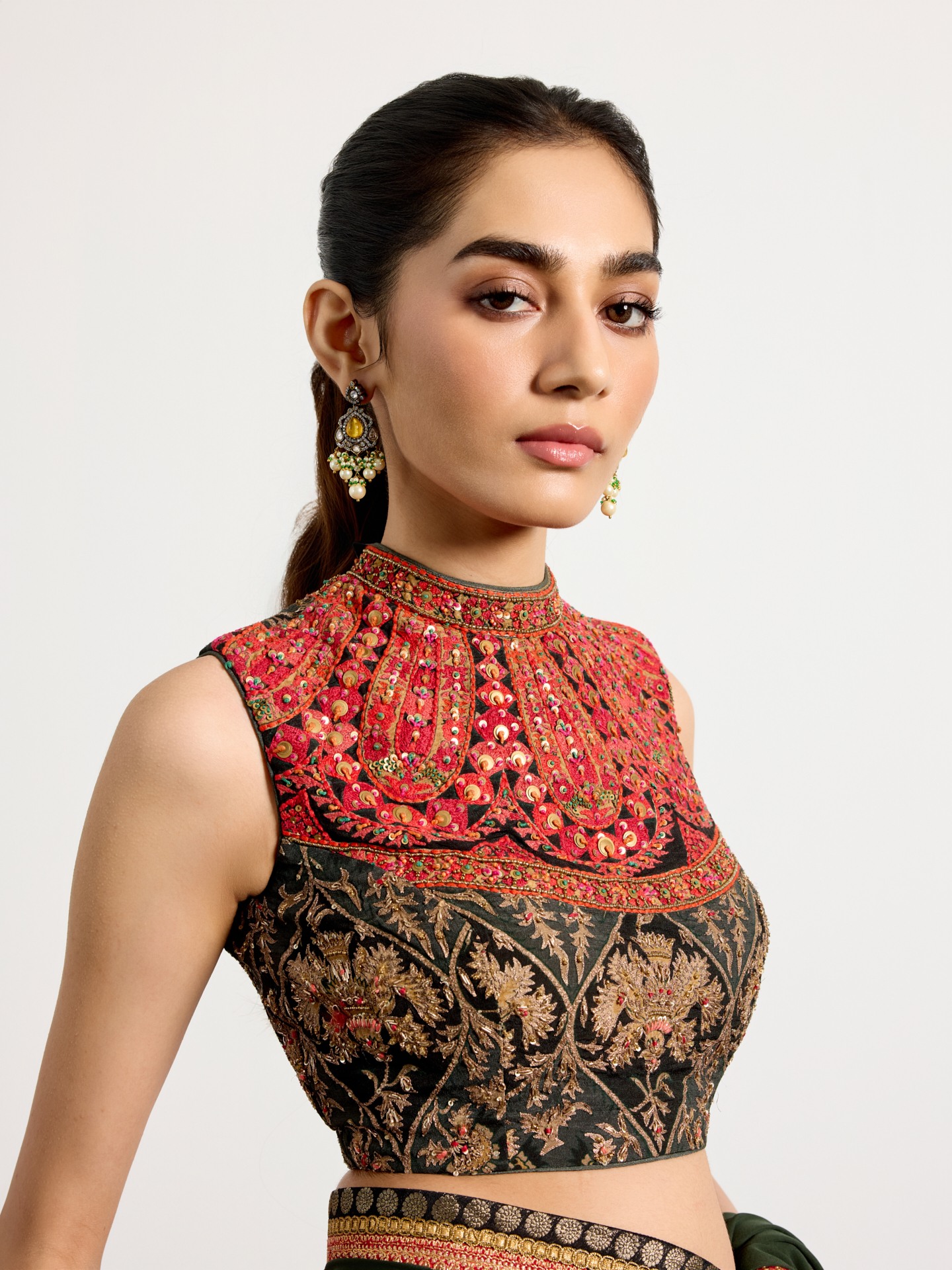 Khaki Multi Kulah Saree