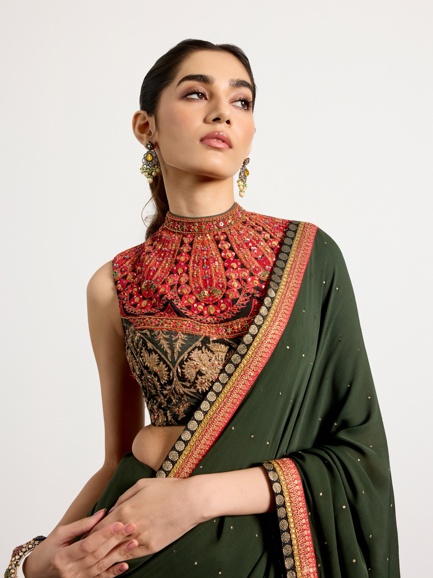 Khaki Multi Kulah Saree