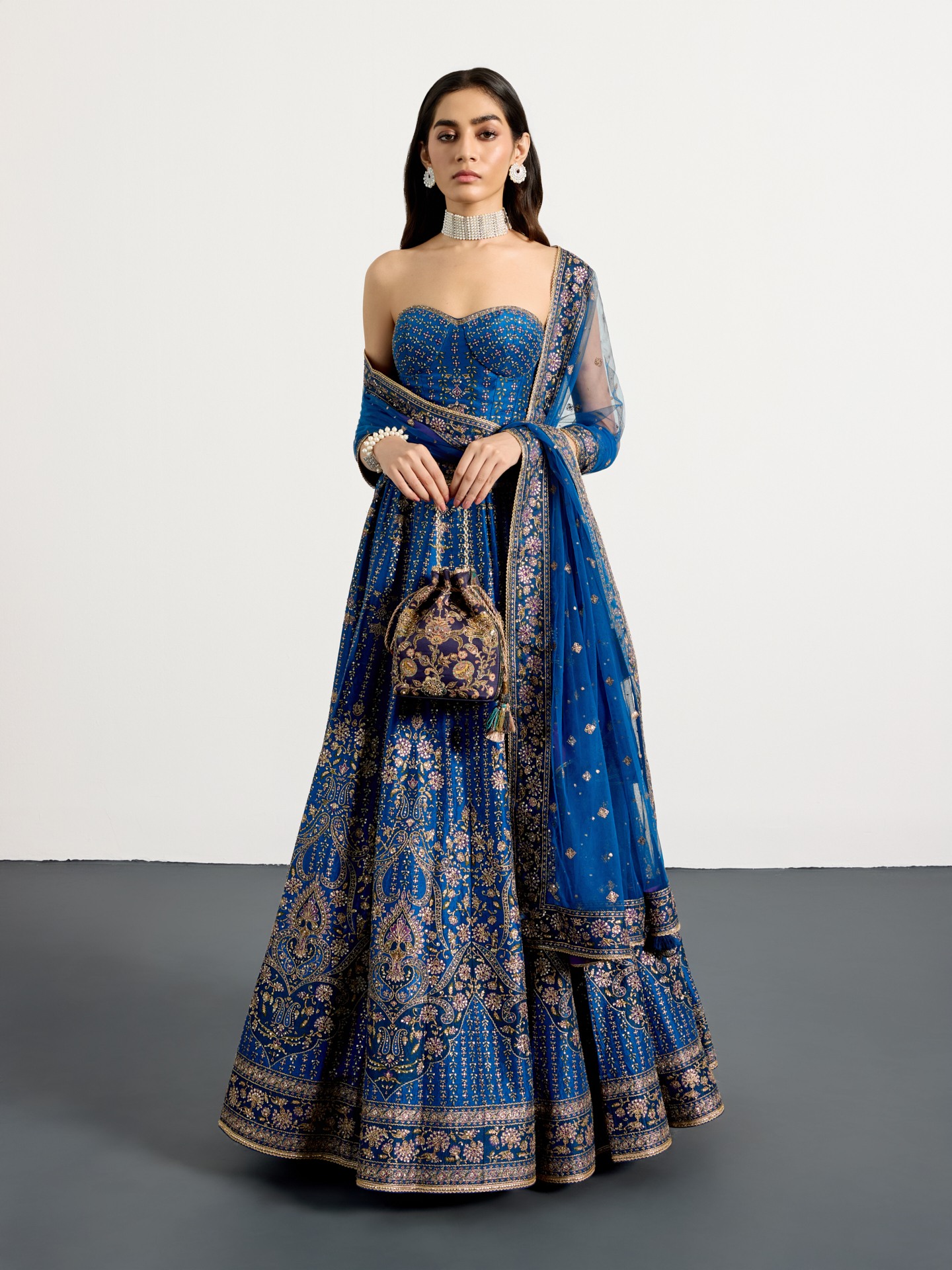 Royal Blue Prisha Lehenga Set
