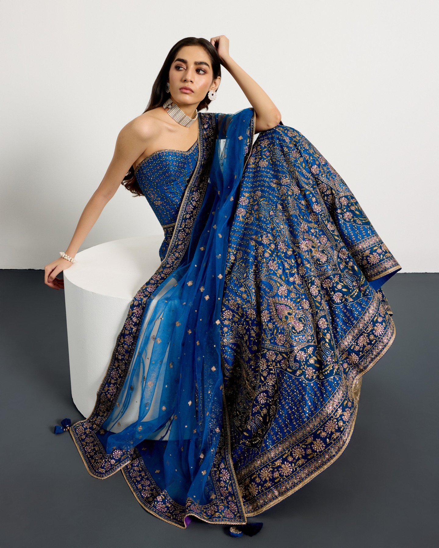 Royal Blue Prisha Lehenga Set
