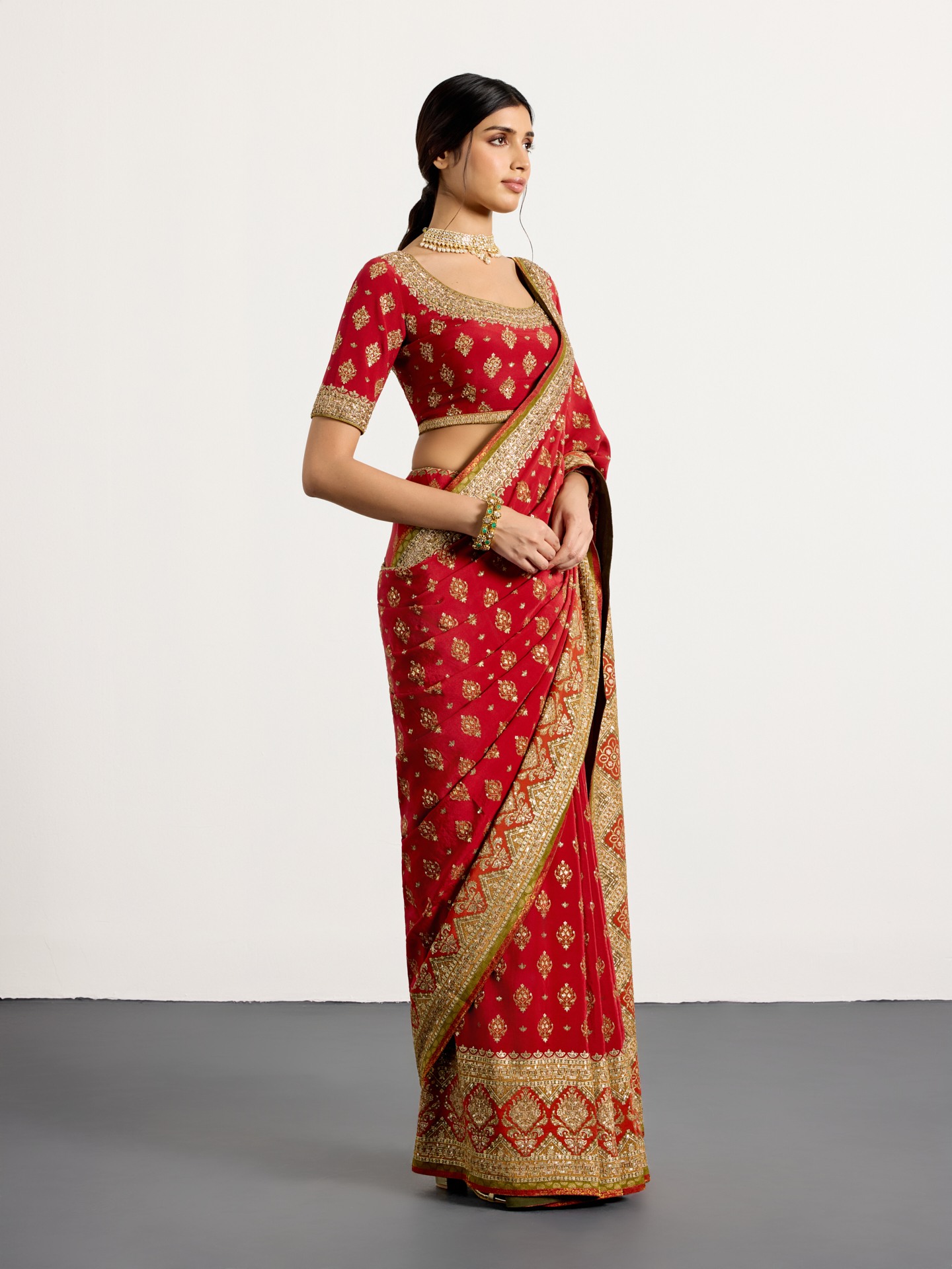 Red Olive Royal Vista Saree