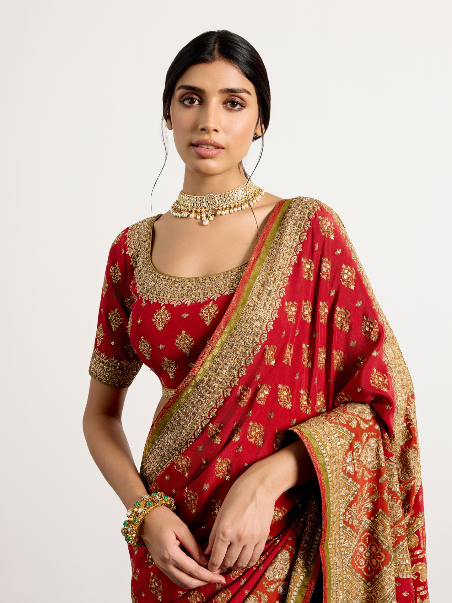 Red Olive Royal Vista Saree