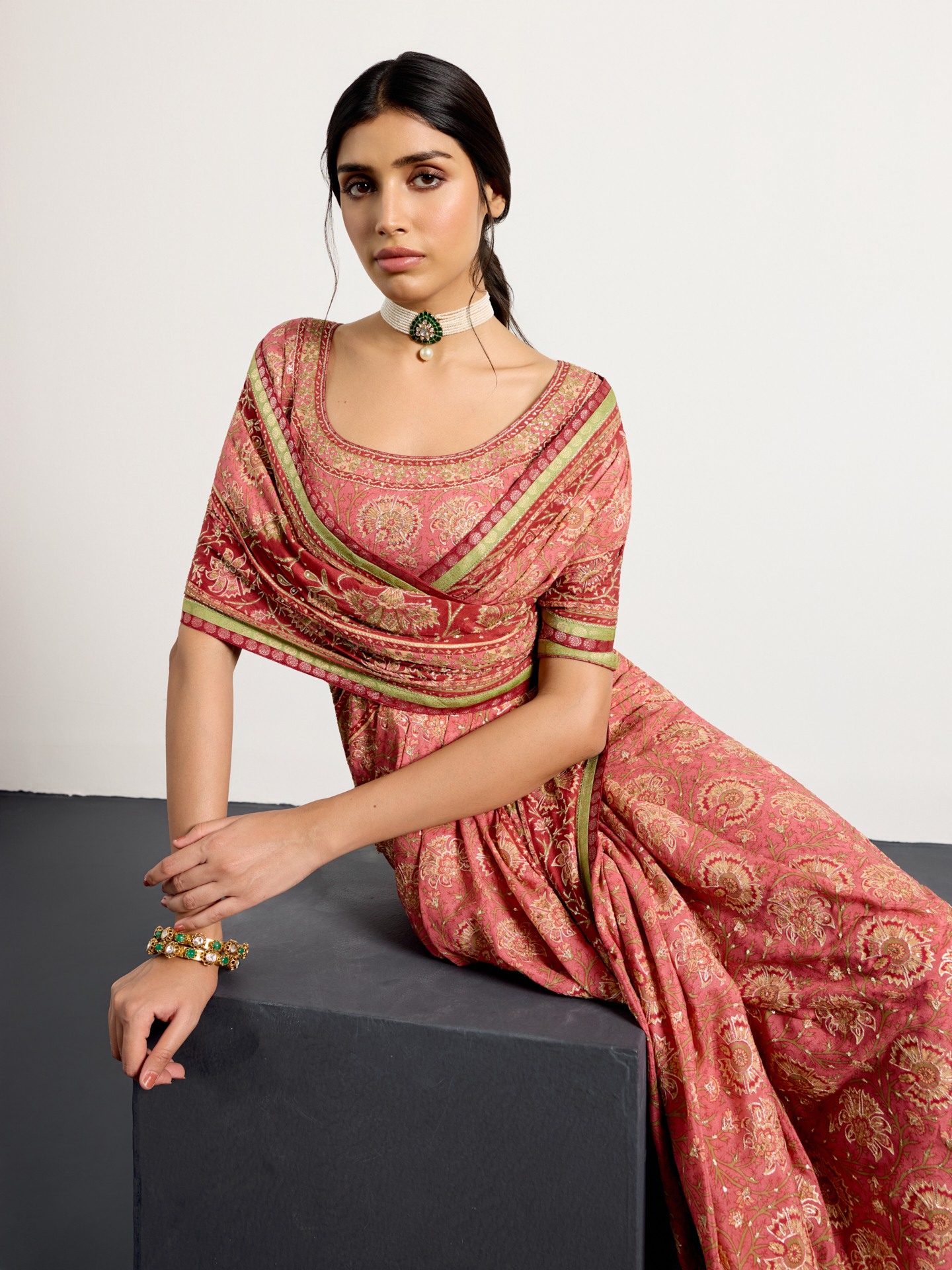 Old Rose Kalamkari Saree