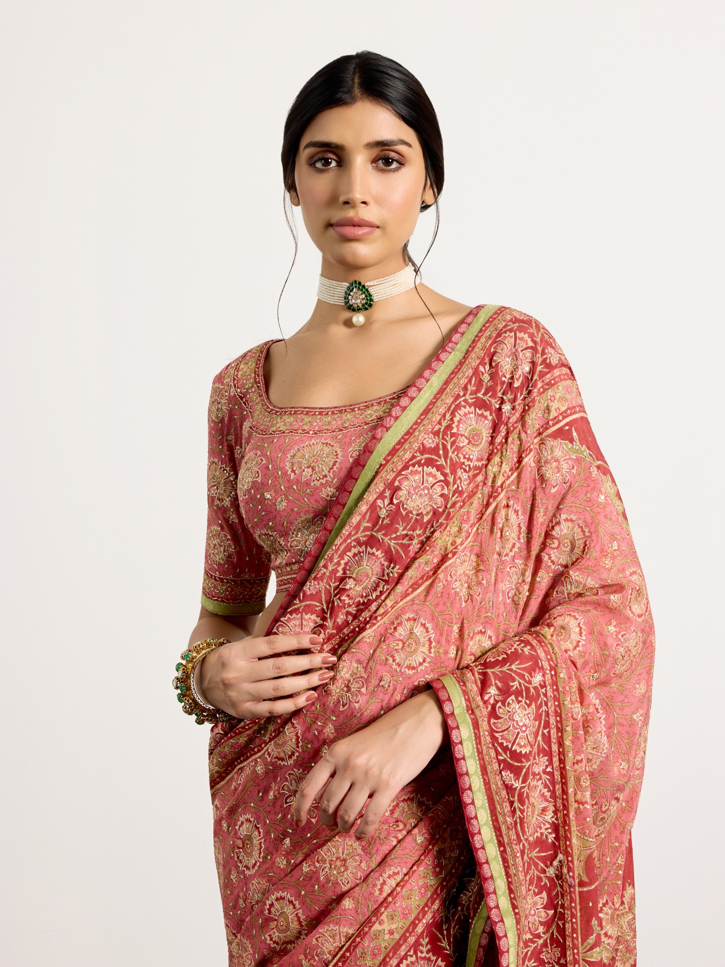 Old Rose Kalamkari Saree