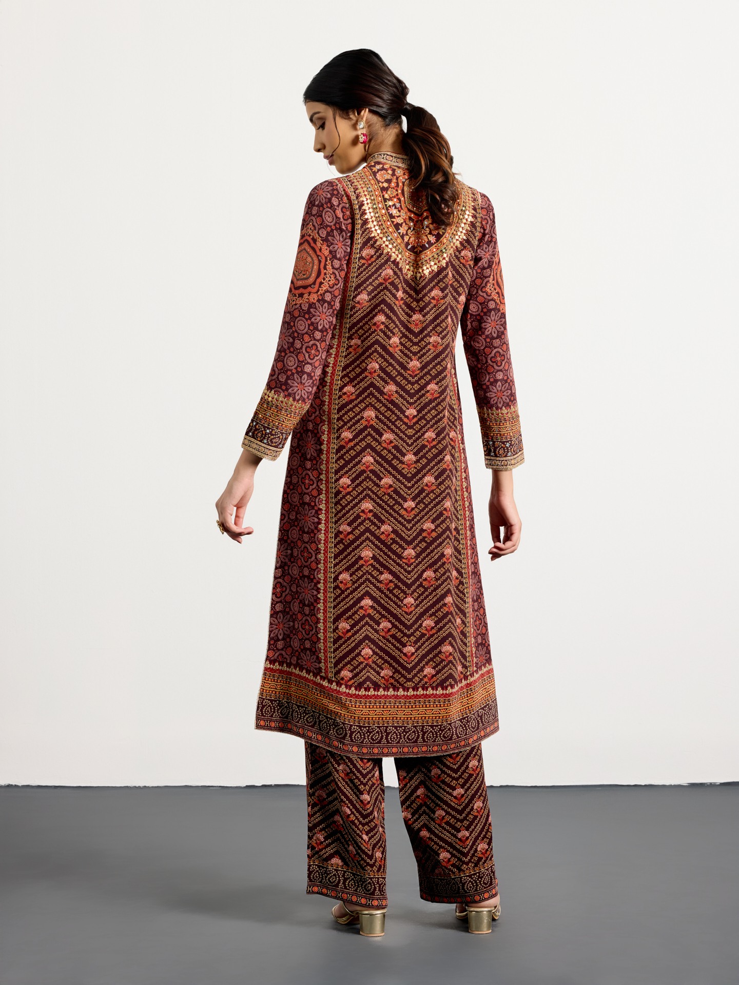 Brown  Multi Bandhni Ajrak Suit