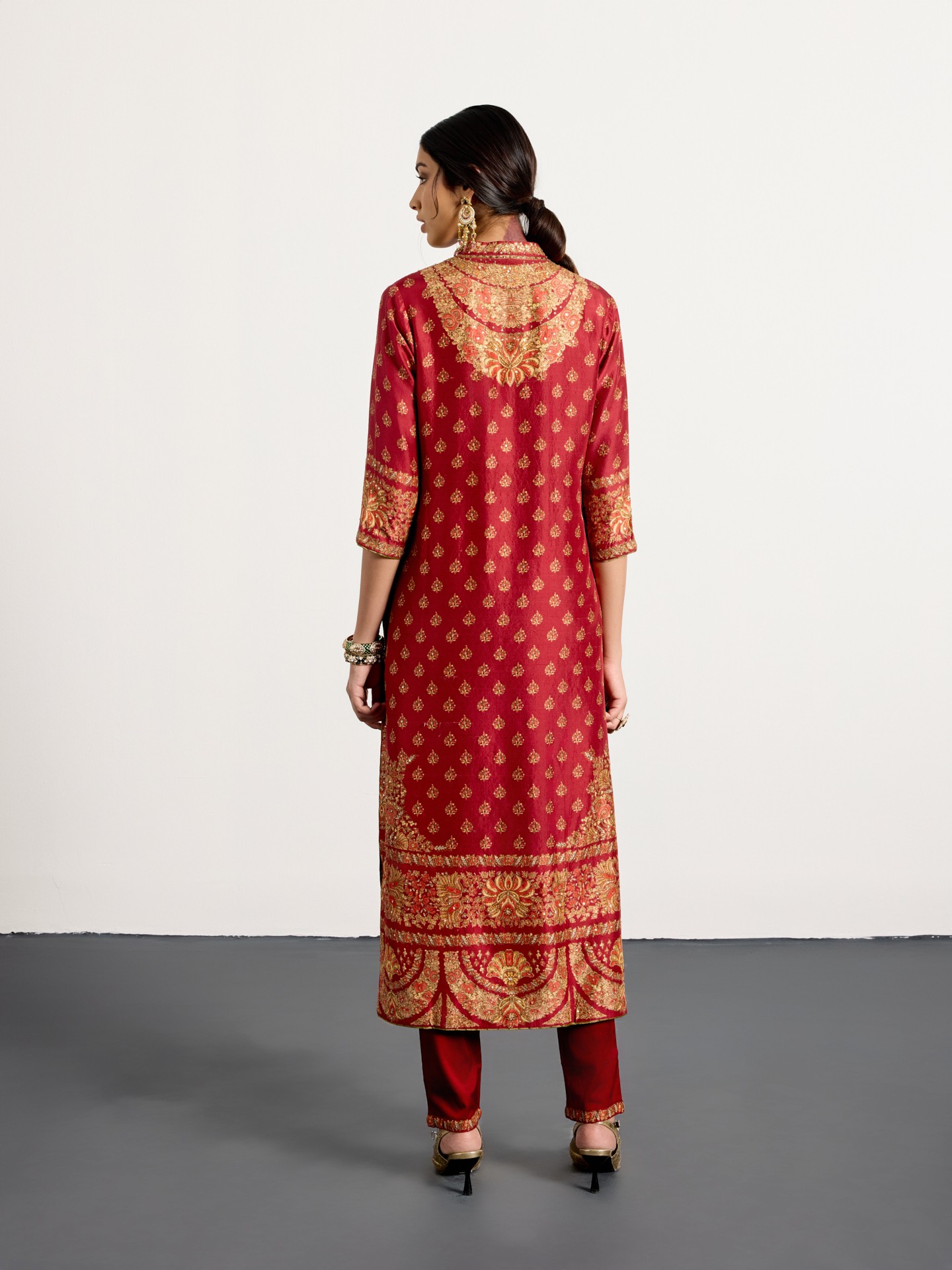 Red Beige Nazia Suit