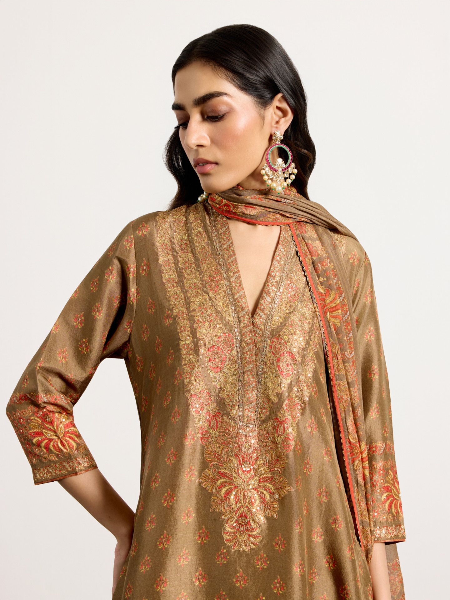 Khaki Beige Nazia Suit