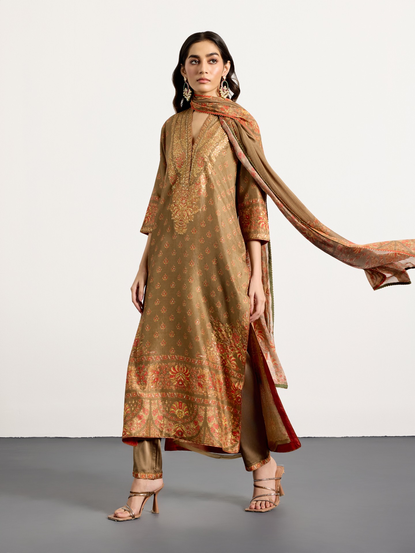 Khaki Beige Nazia Suit