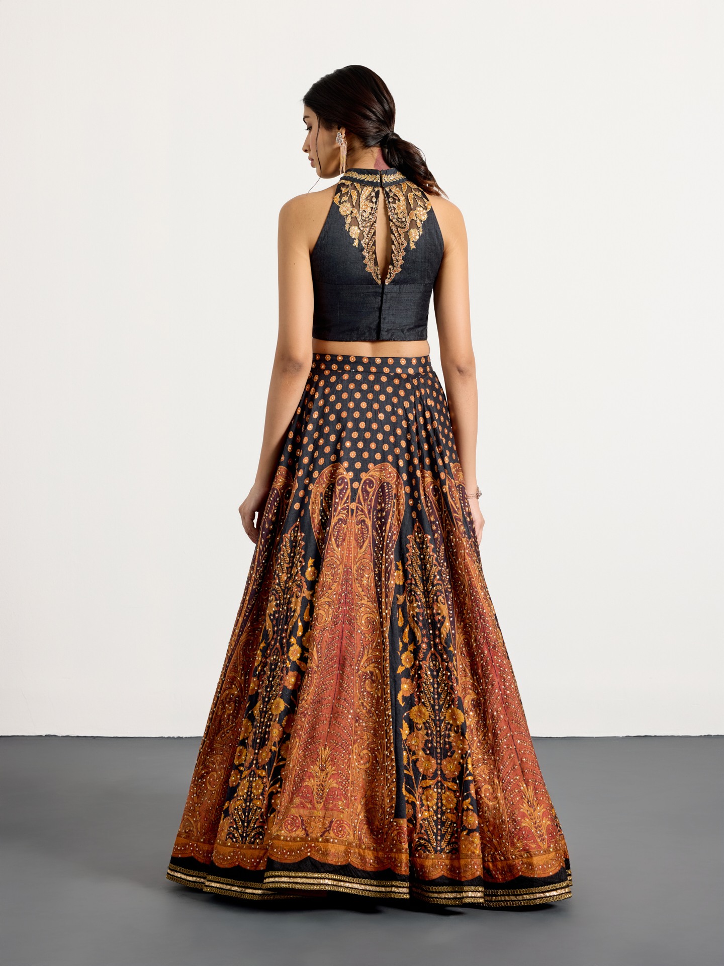 Black Rust Mehroz Lehenga Set