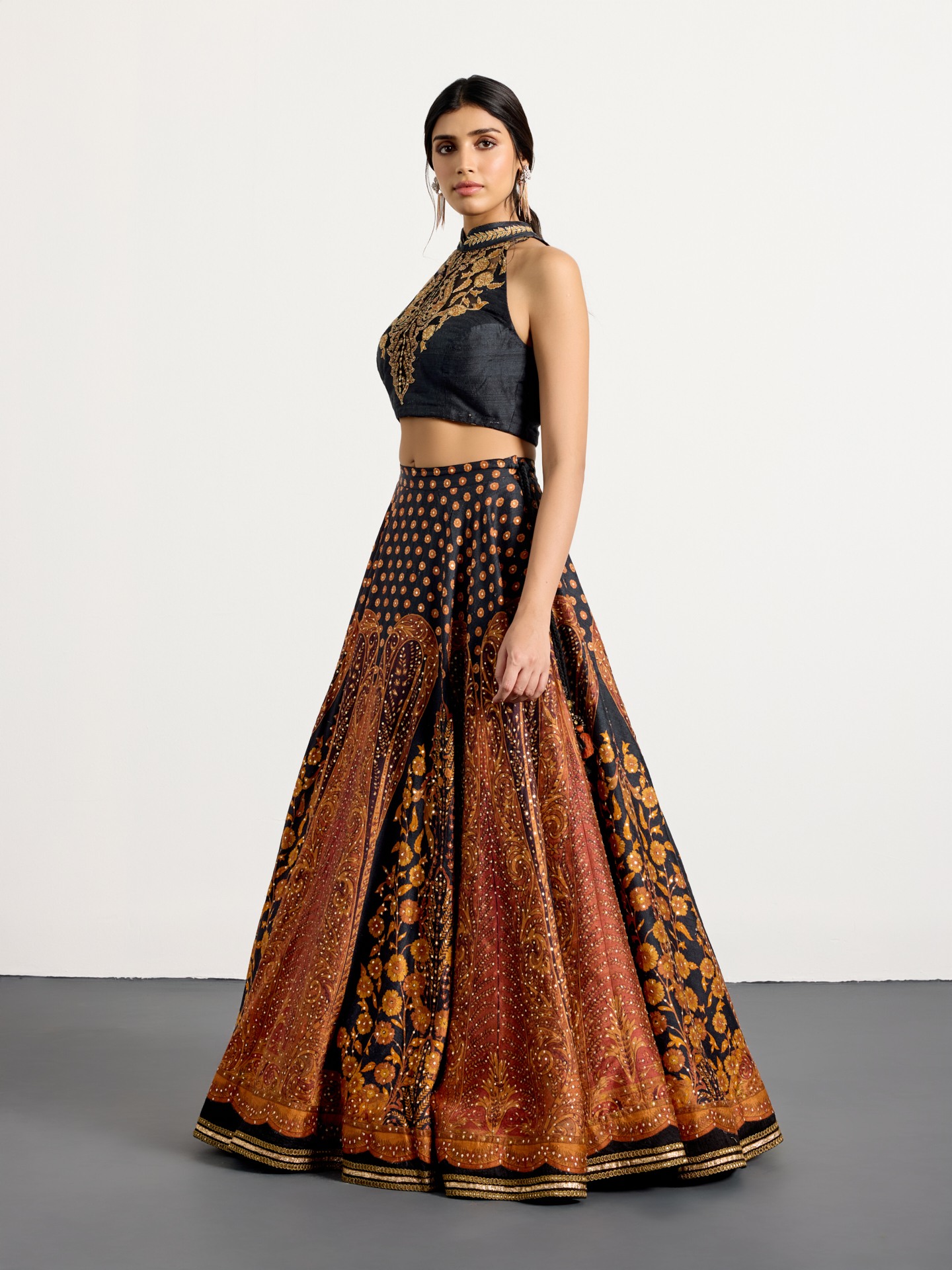 Black Rust Mehroz Lehenga Set