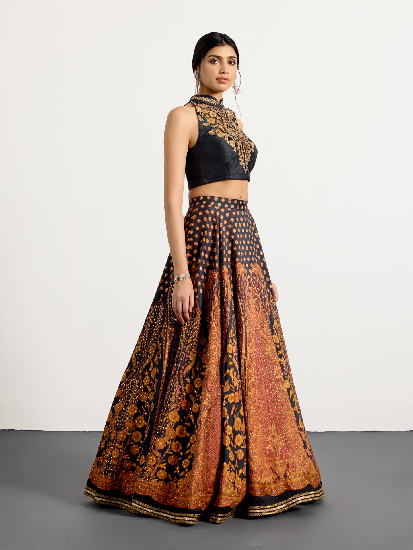 Black Rust Mehroz Lehenga Set