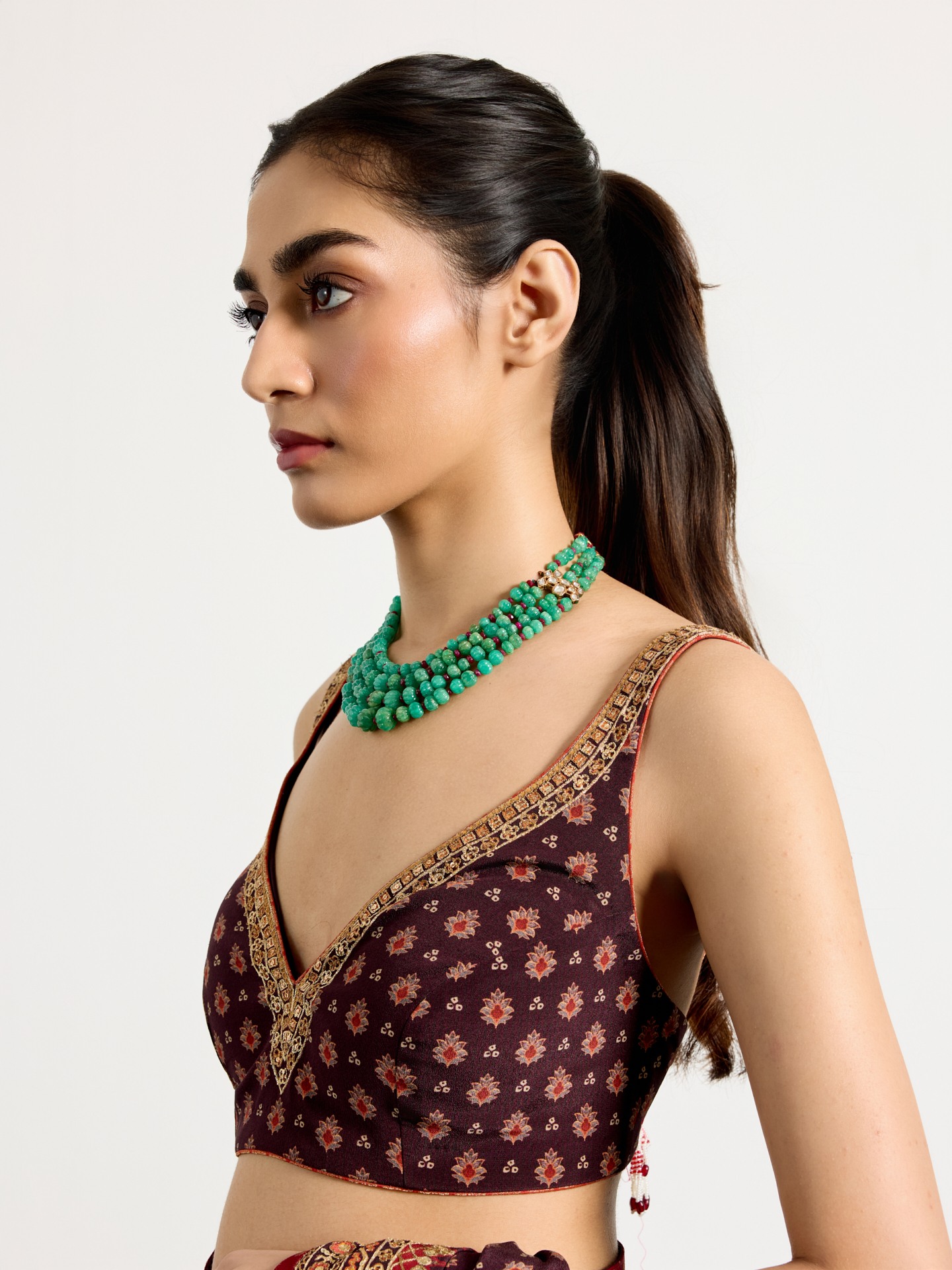 Brown  Multi Bandhni Ajrak Saree