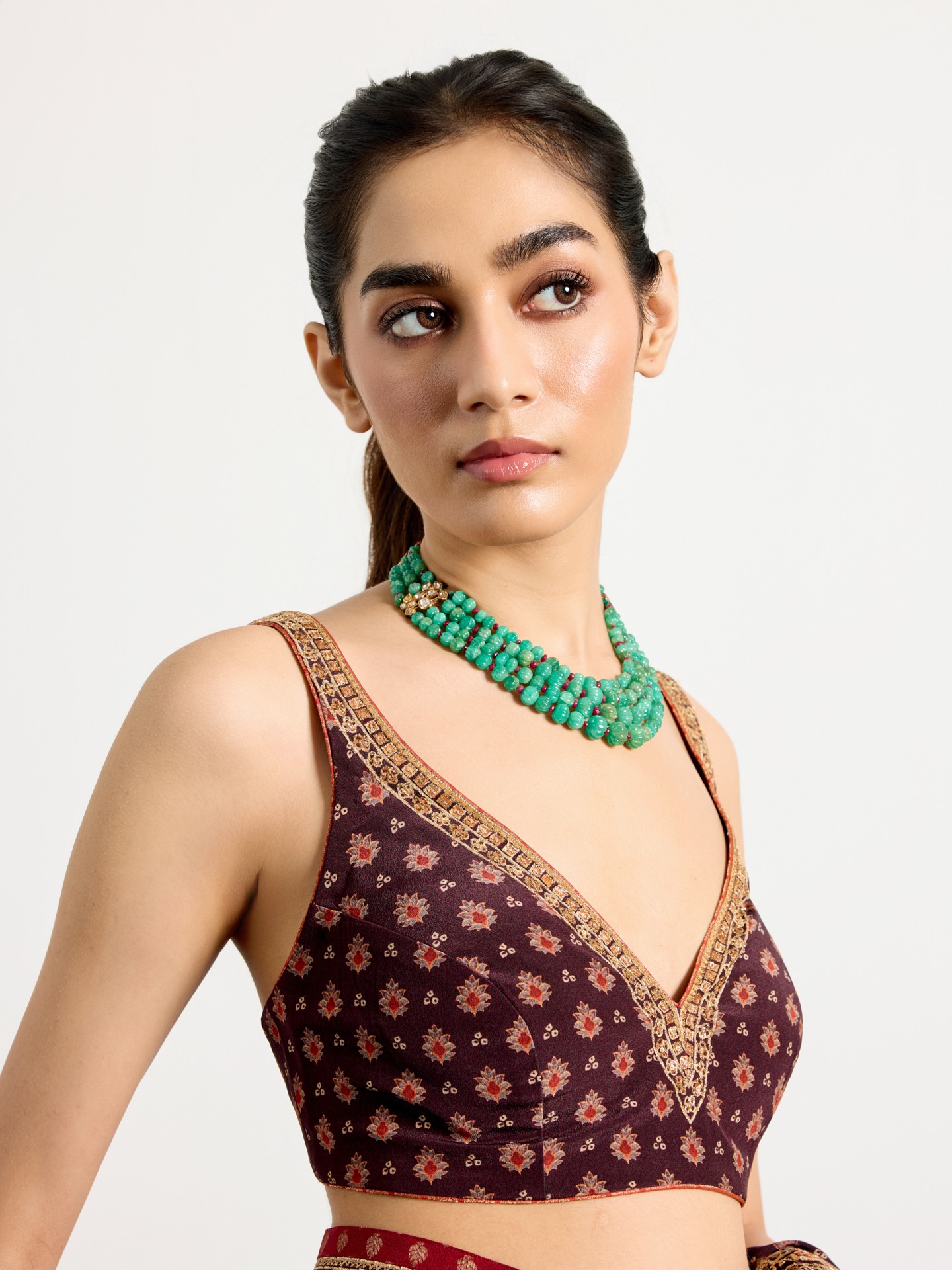 Brown  Multi Bandhni Ajrak Saree
