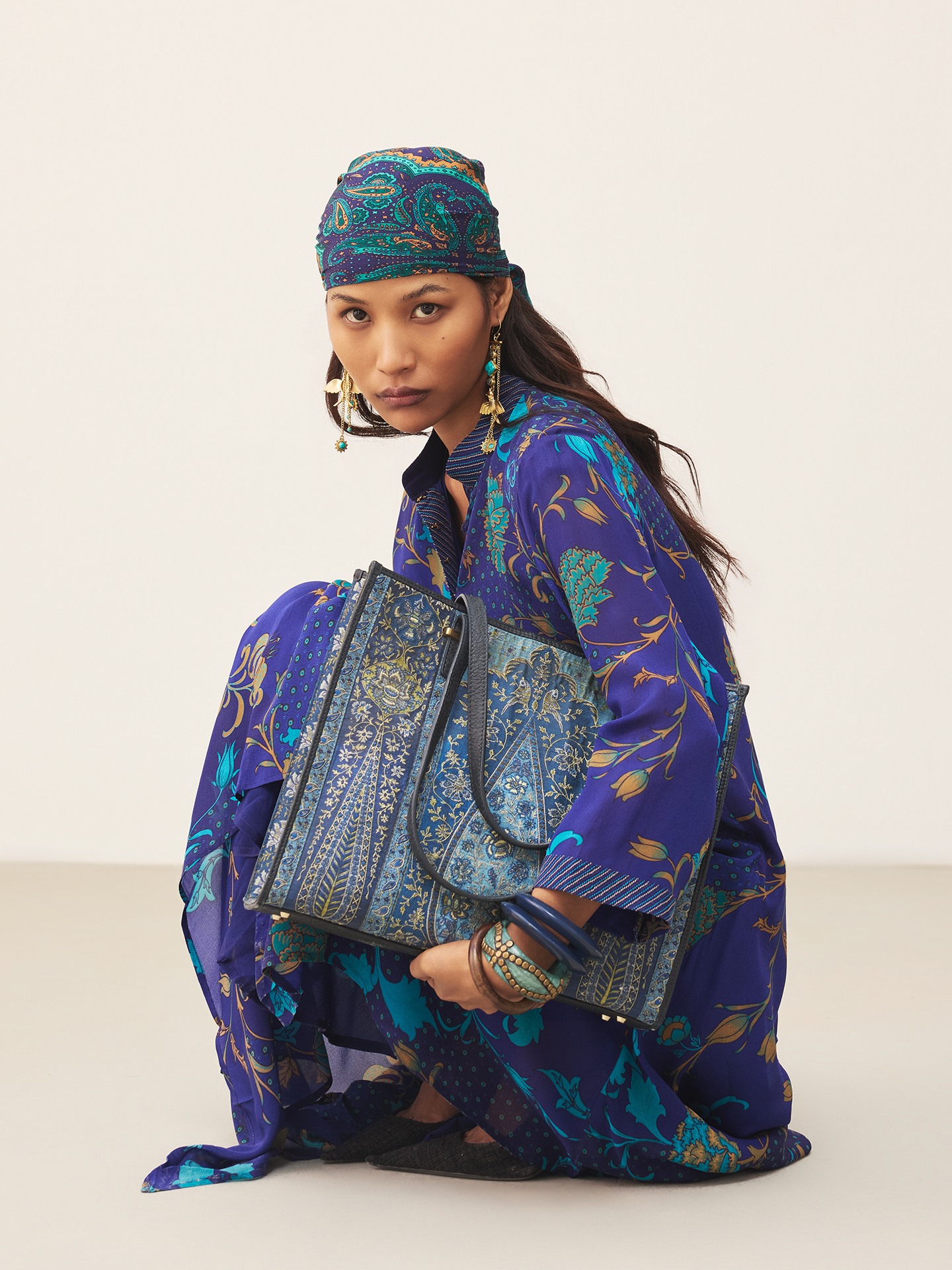 Royal & Turquoise Calico K Suit Set