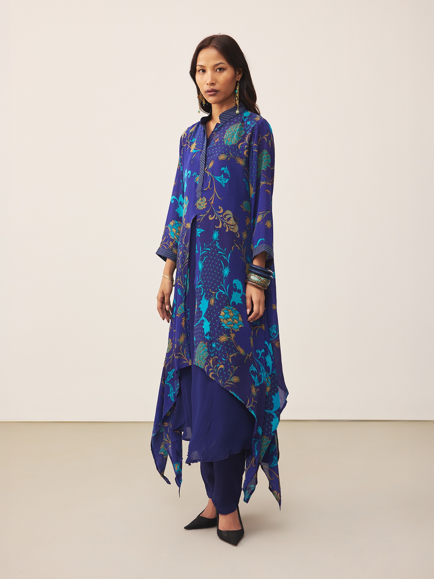 Royal & Turquoise Calico K Suit Set