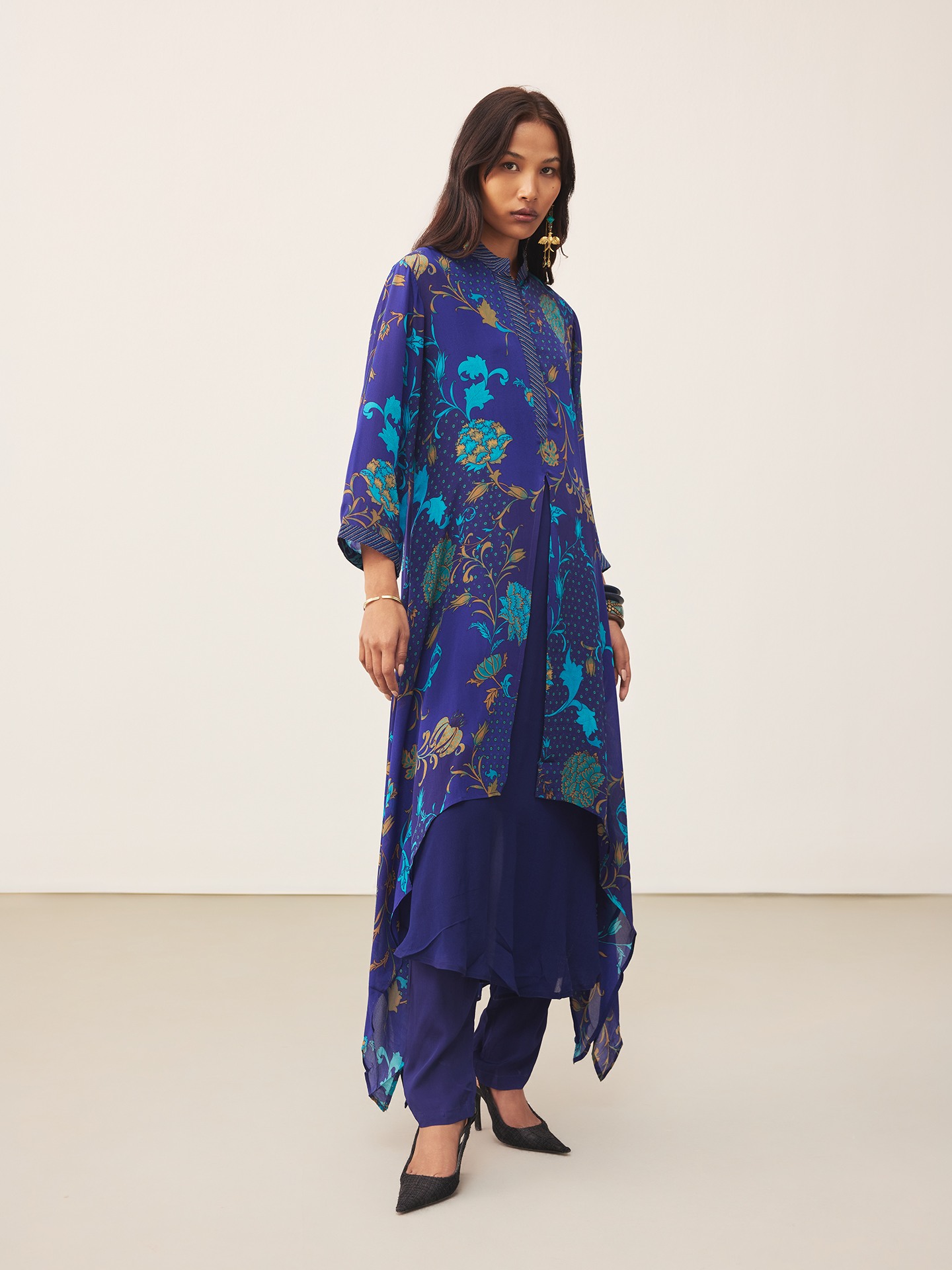 Royal & Turquoise Calico K Suit Set