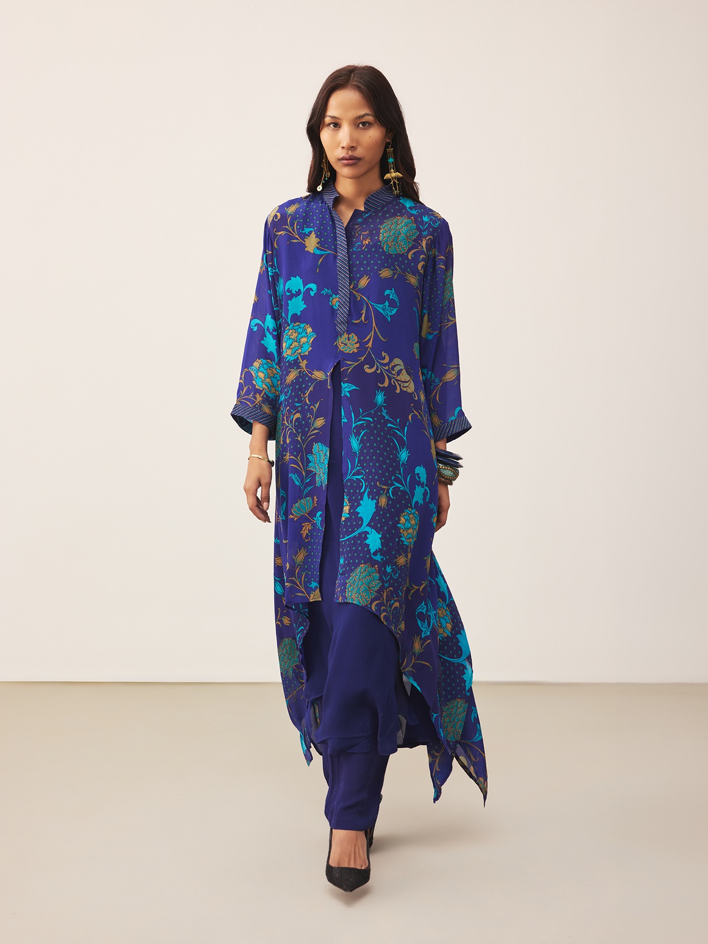 Royal & Turquoise Calico K Suit Set