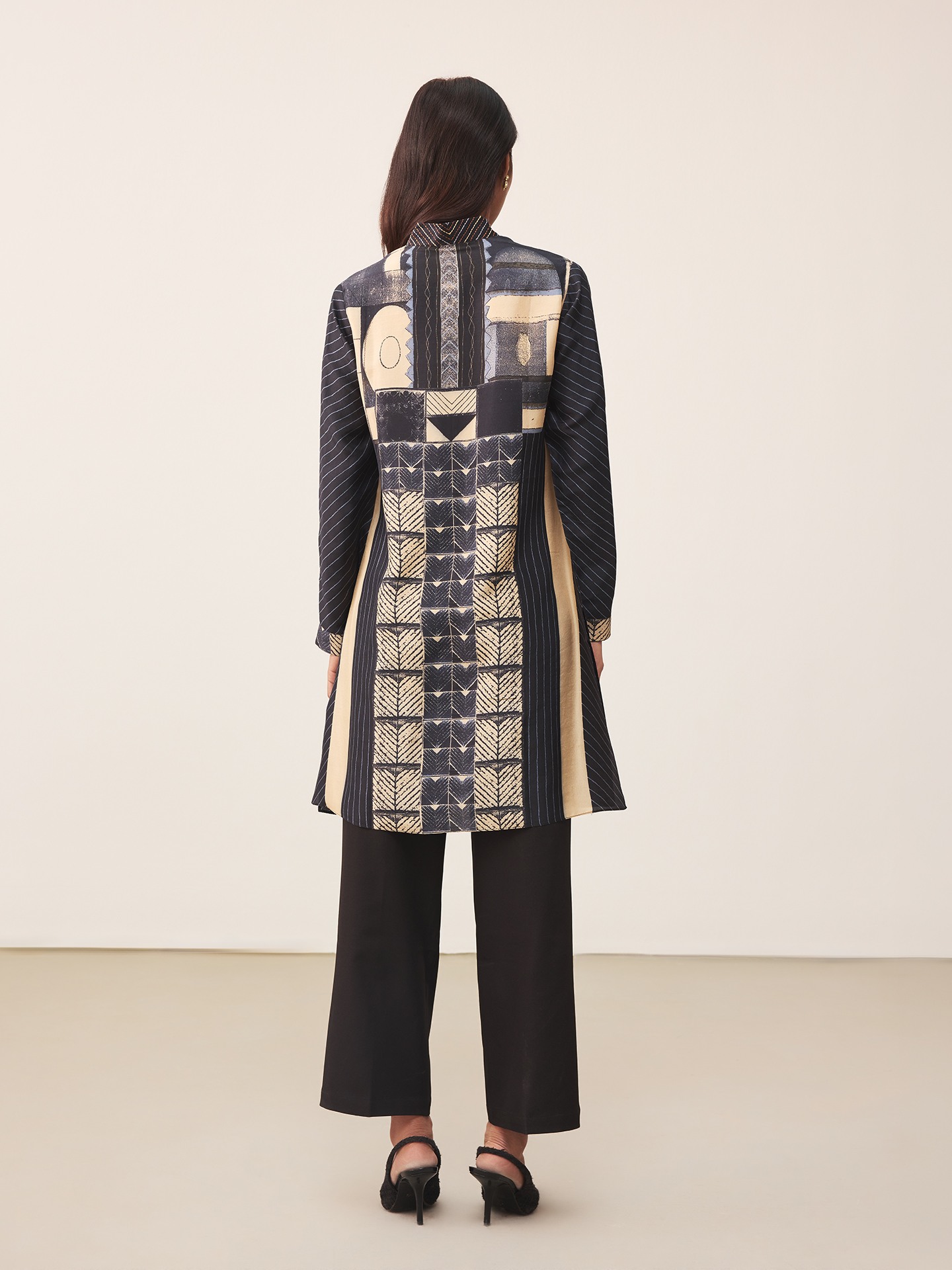 Black & Beige Mashrudhari K Kurti