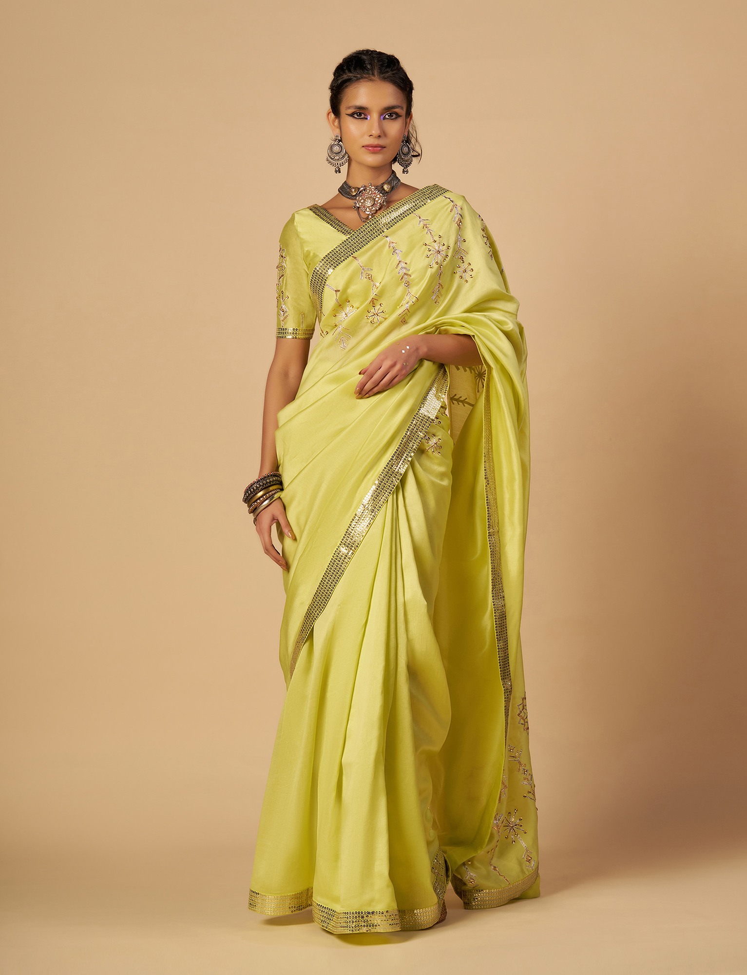 Lime Saree