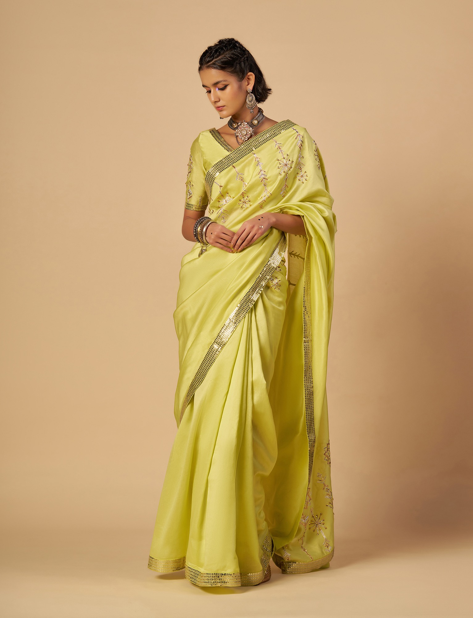 Lime Saree