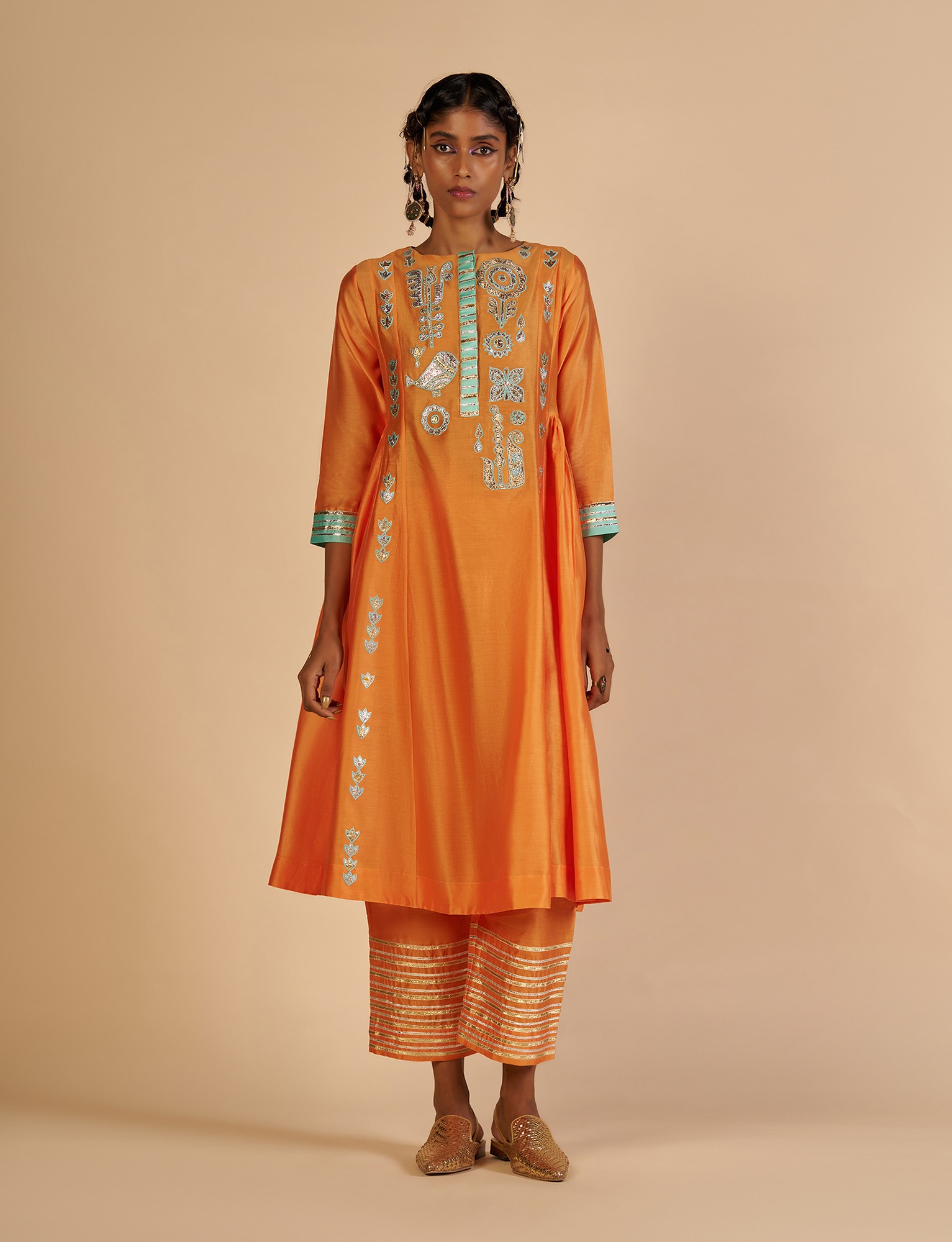 Orange Gathered Kurta